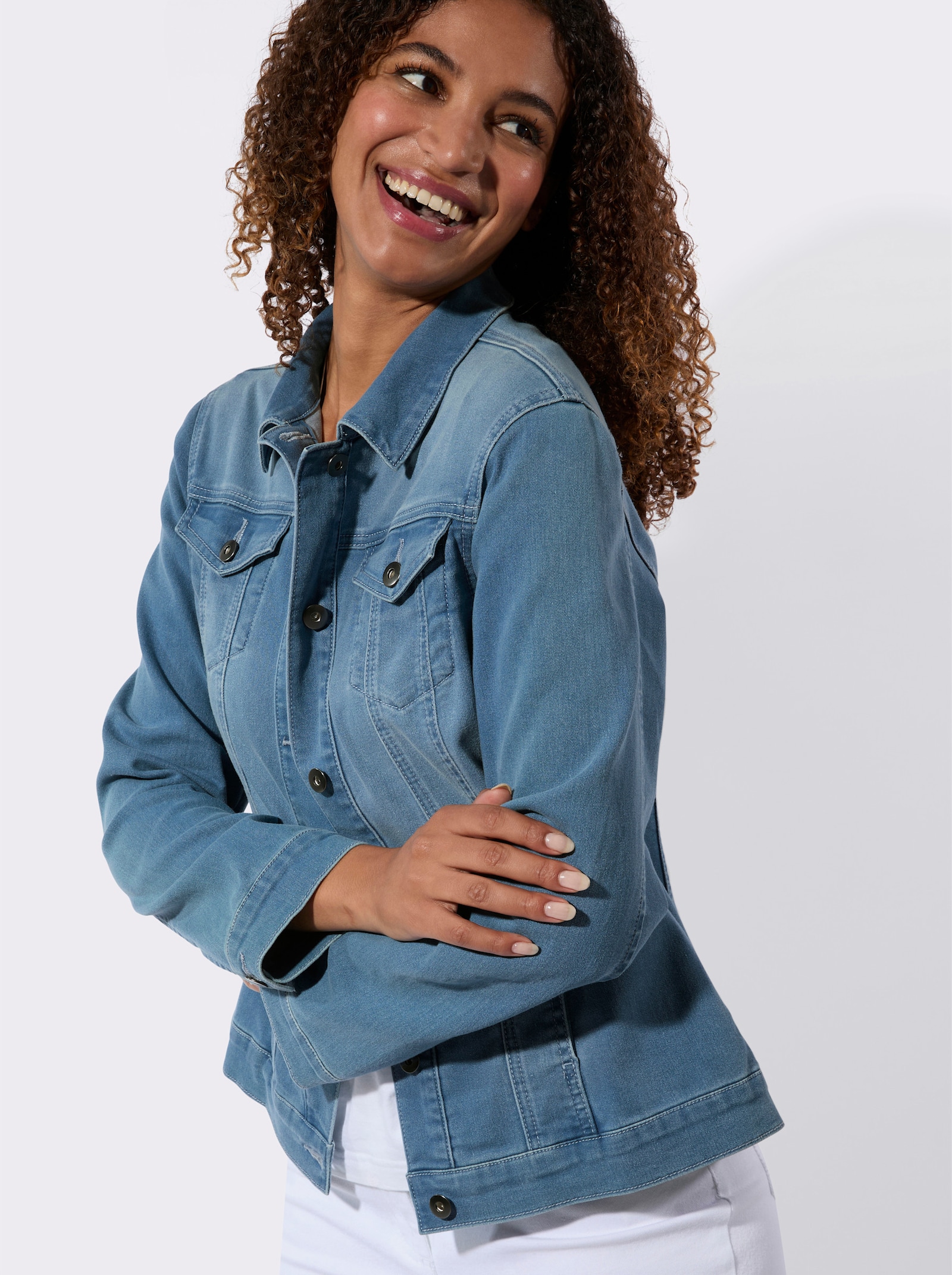 Jeansjacke elastische Qualität - blue-bleached