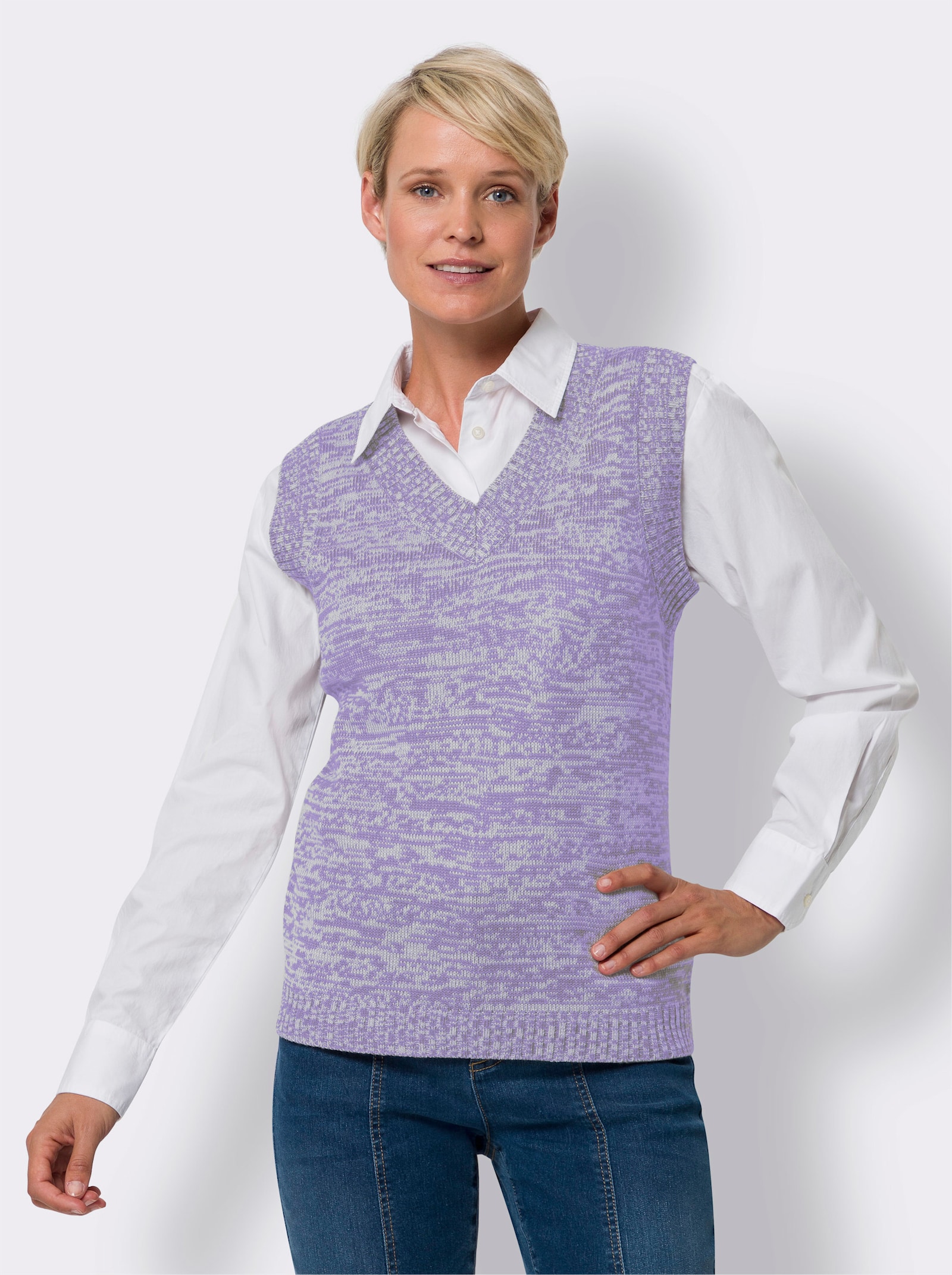 Slip-over van gemêleerd materiaal - lavendel gemêleerd