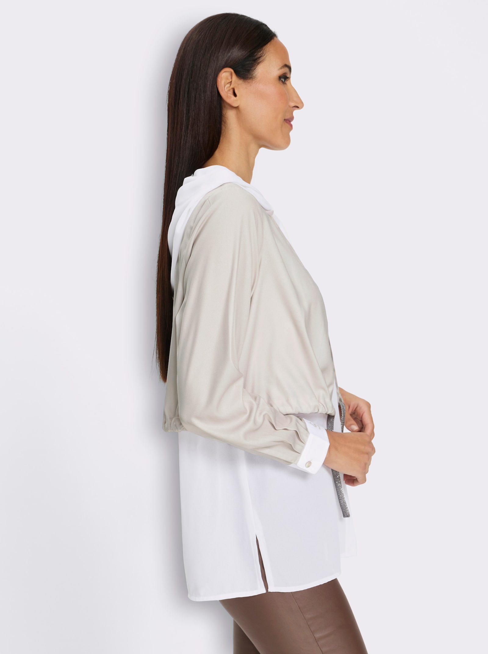 heine Langarmbluse im 2-in-1-Look - ecru-hellgrau