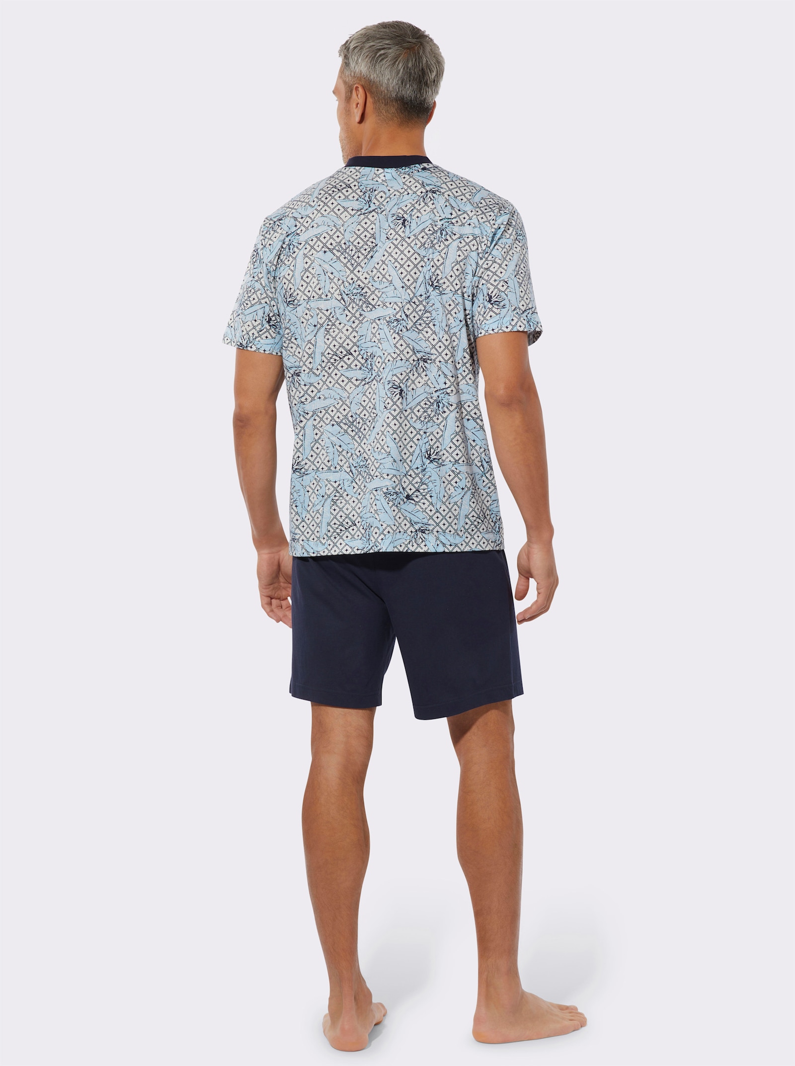 Shorty - eisblau-marine-bedruckt