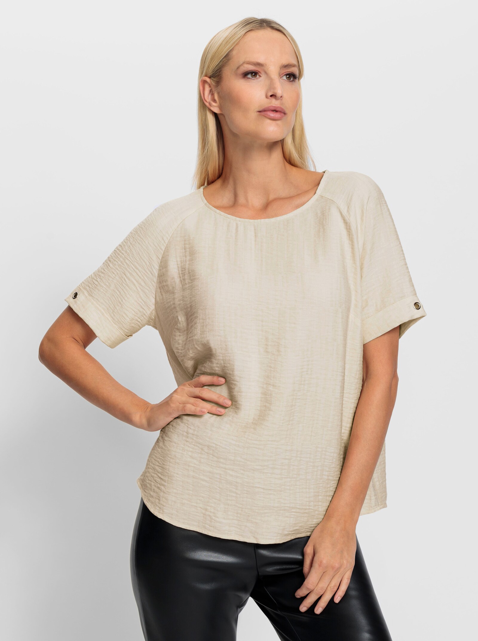 heine Schlupfbluse in Crinkle-Optik - sand