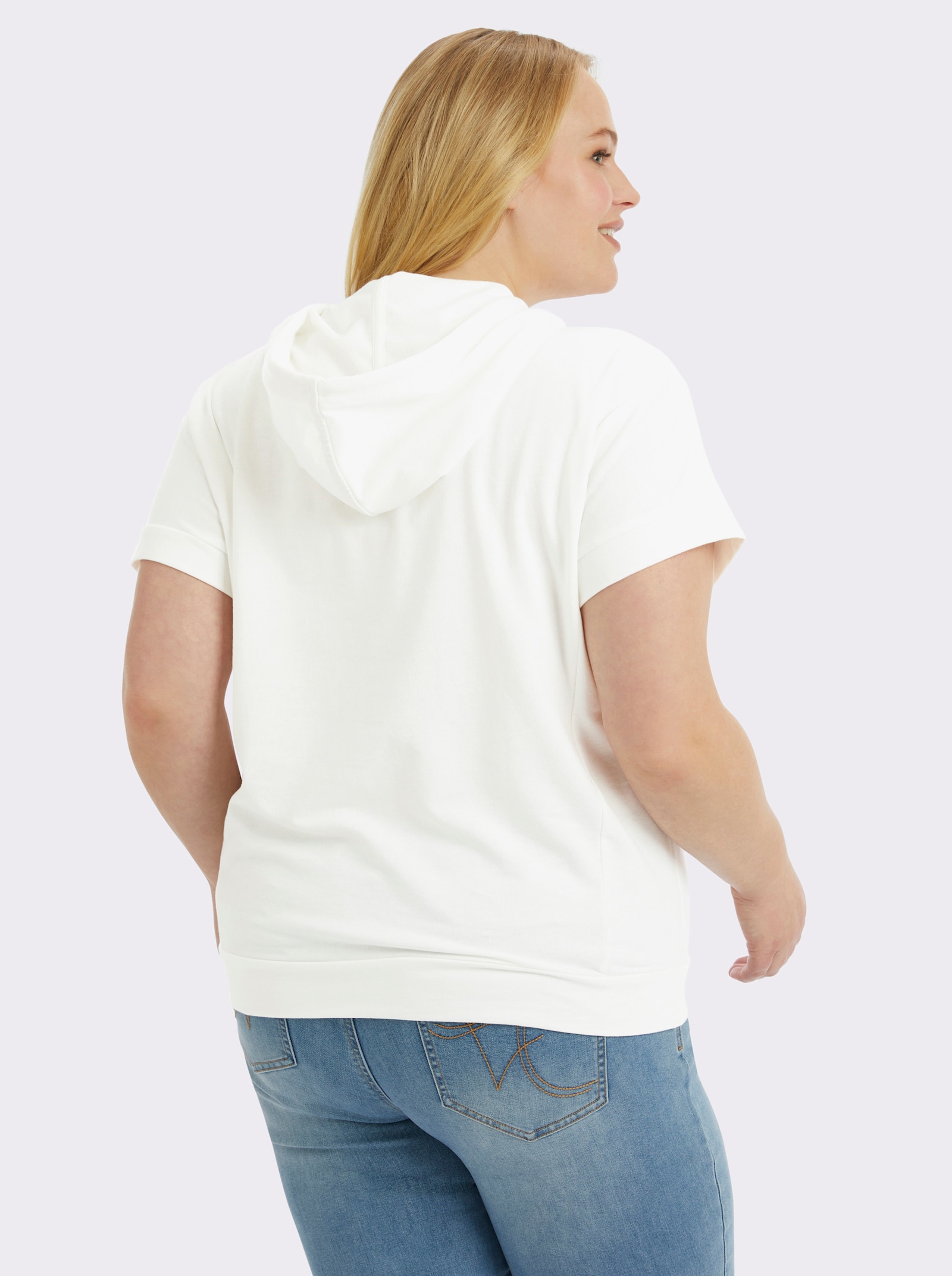  Kapuzenshirt mit überschnittener Schulter - ecru