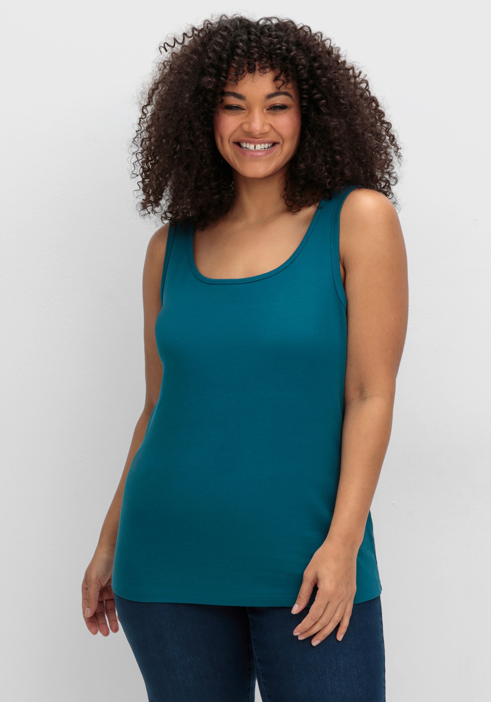 sheego Tanktop in Rippqualität - dunkelpetrol