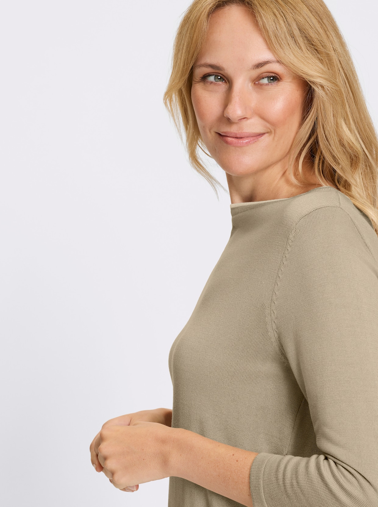 3/4 Arm-Pullover - beige-weiß