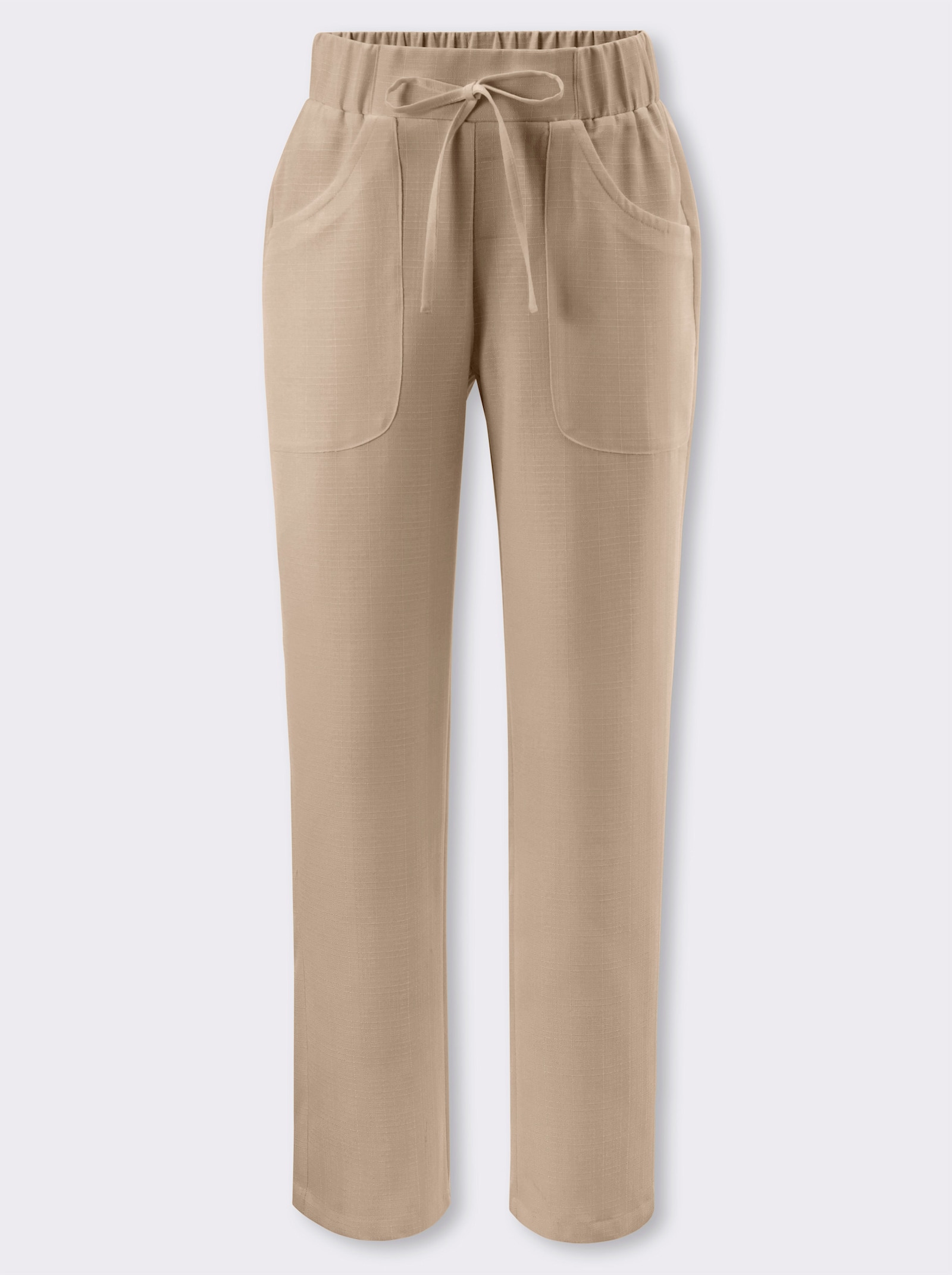 Resårbyxa i linnelook - beige