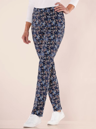 Stretchbroek - marine/bleu geprint