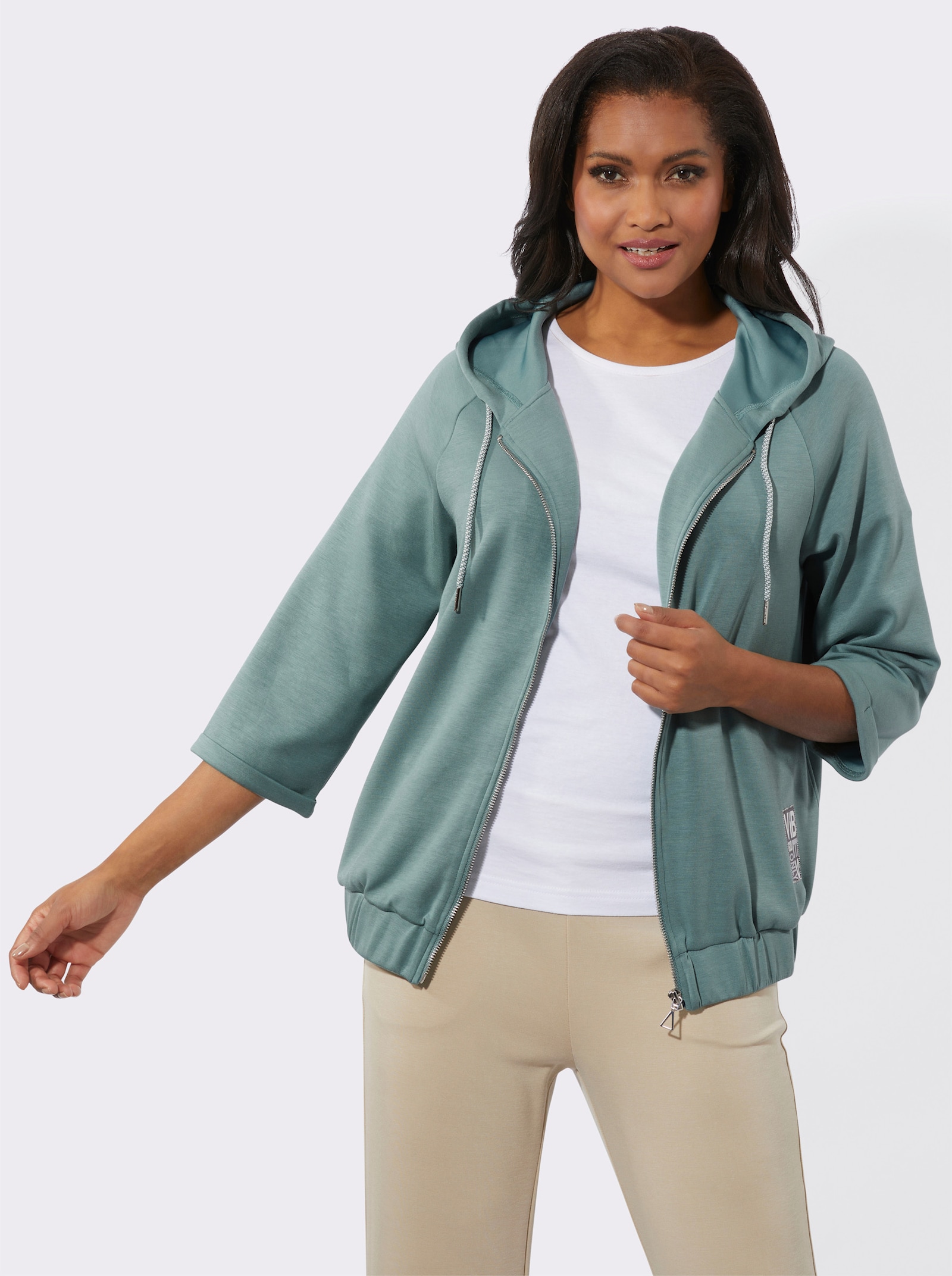 Shirtjacke mit Kapuze - jade