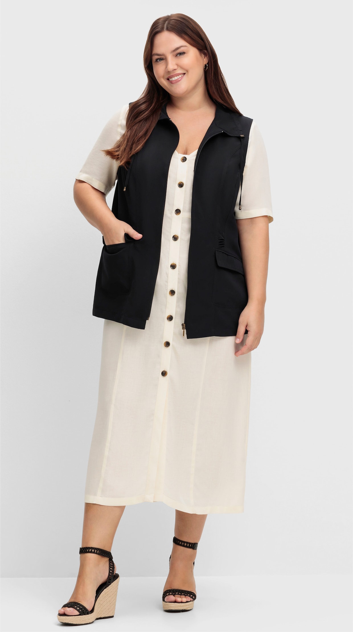 Longweste aus Microfaser - schwarz