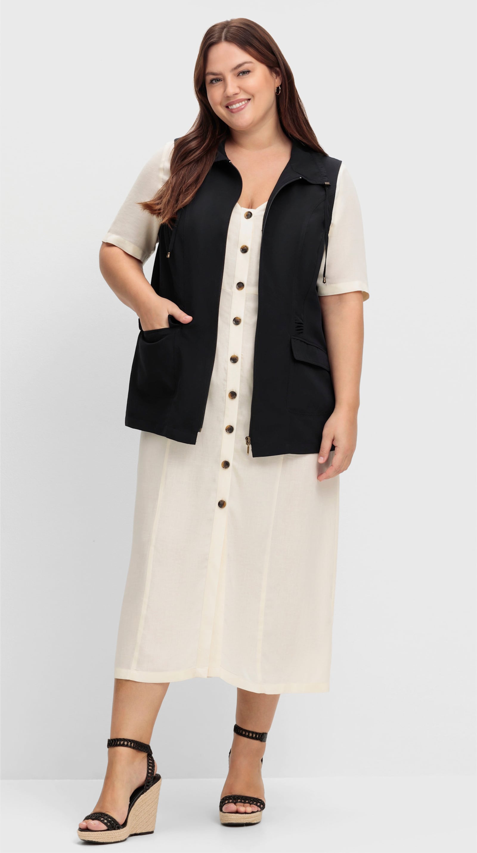 Longweste aus Microfaser - schwarz