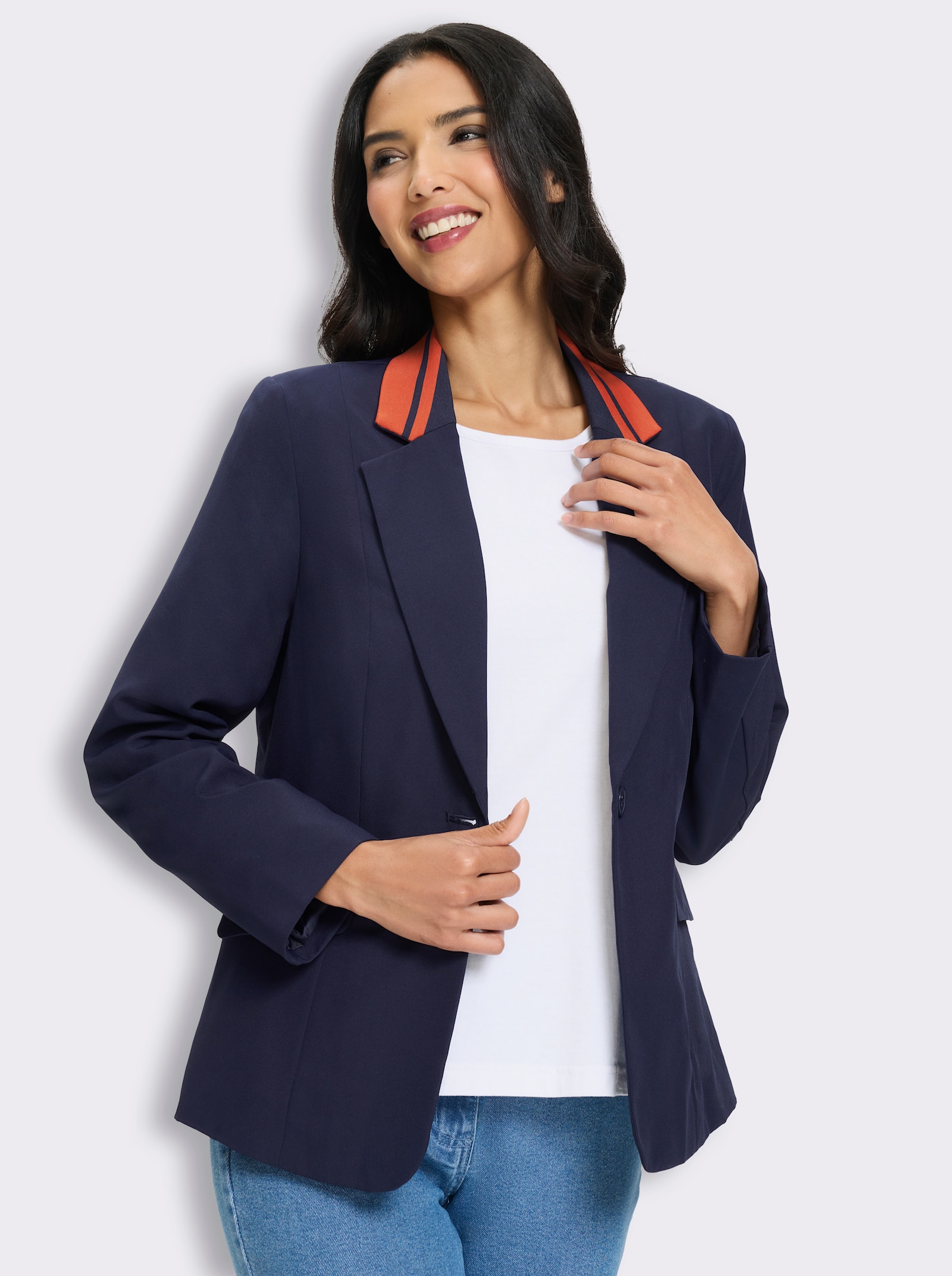 Blazer mit Kontrast-Details - marine