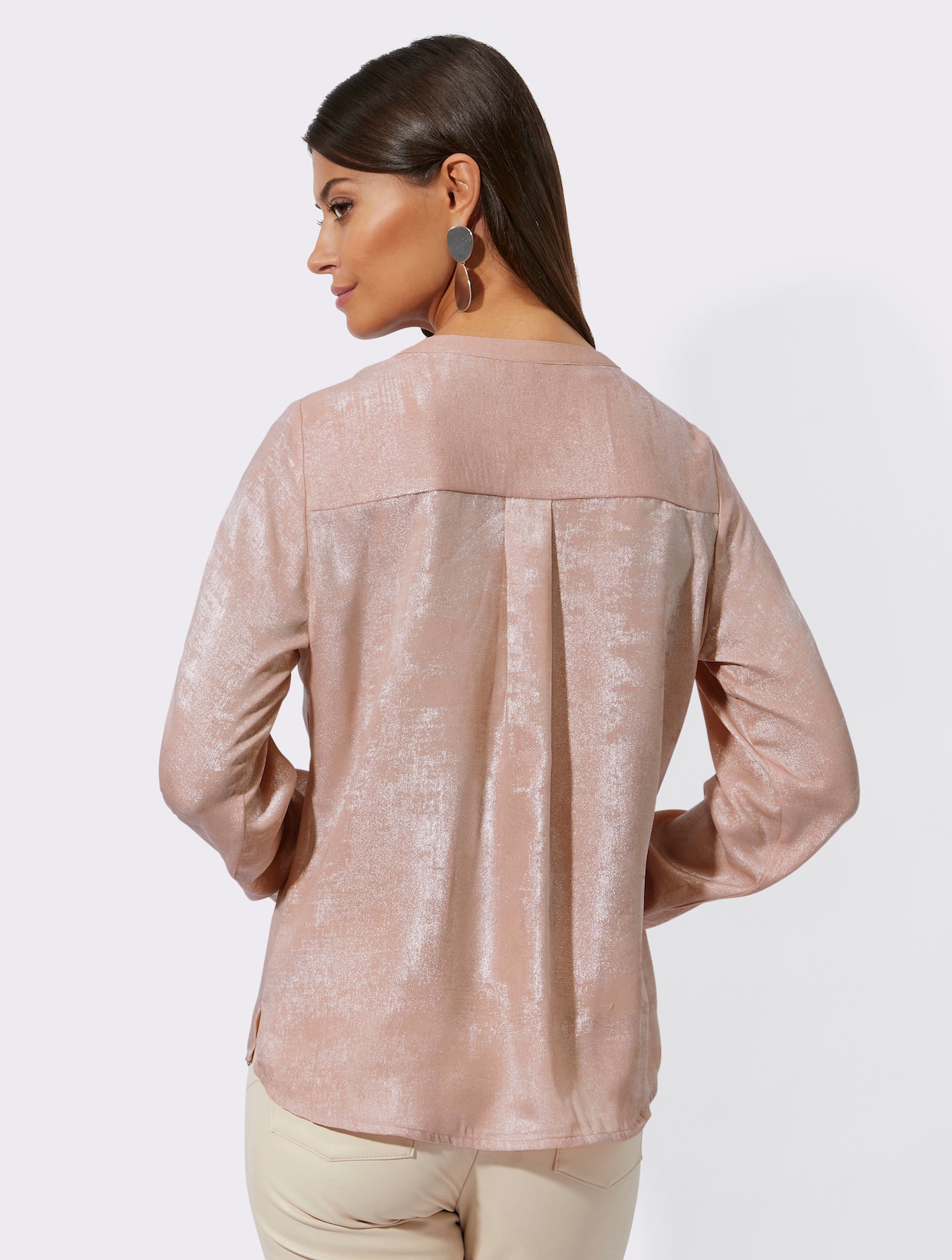 Blouse met lange mouwen - poudre/zilverkleurig bedrukt