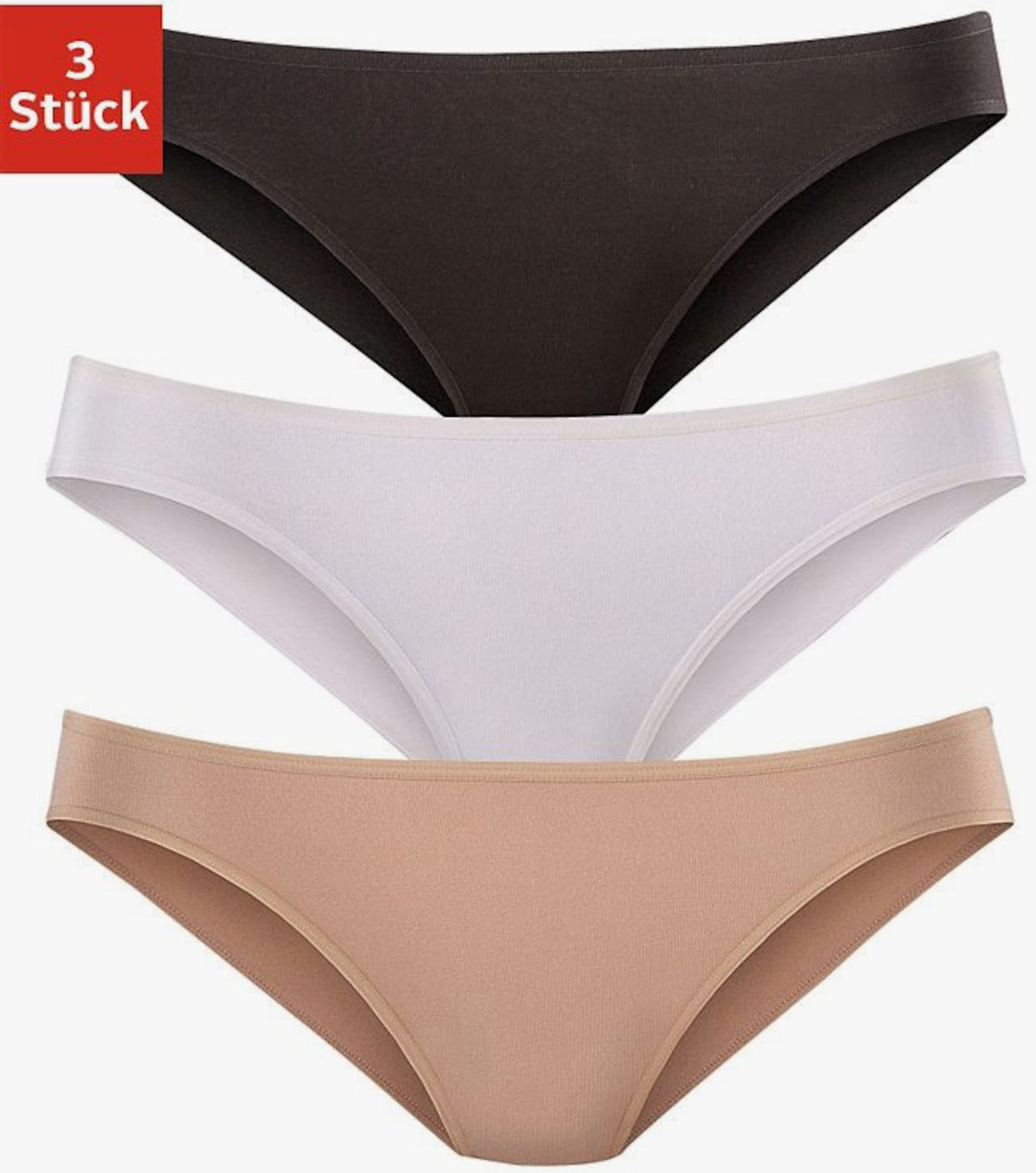 LASCANA Bikinislip - schwarz, weiß, beige