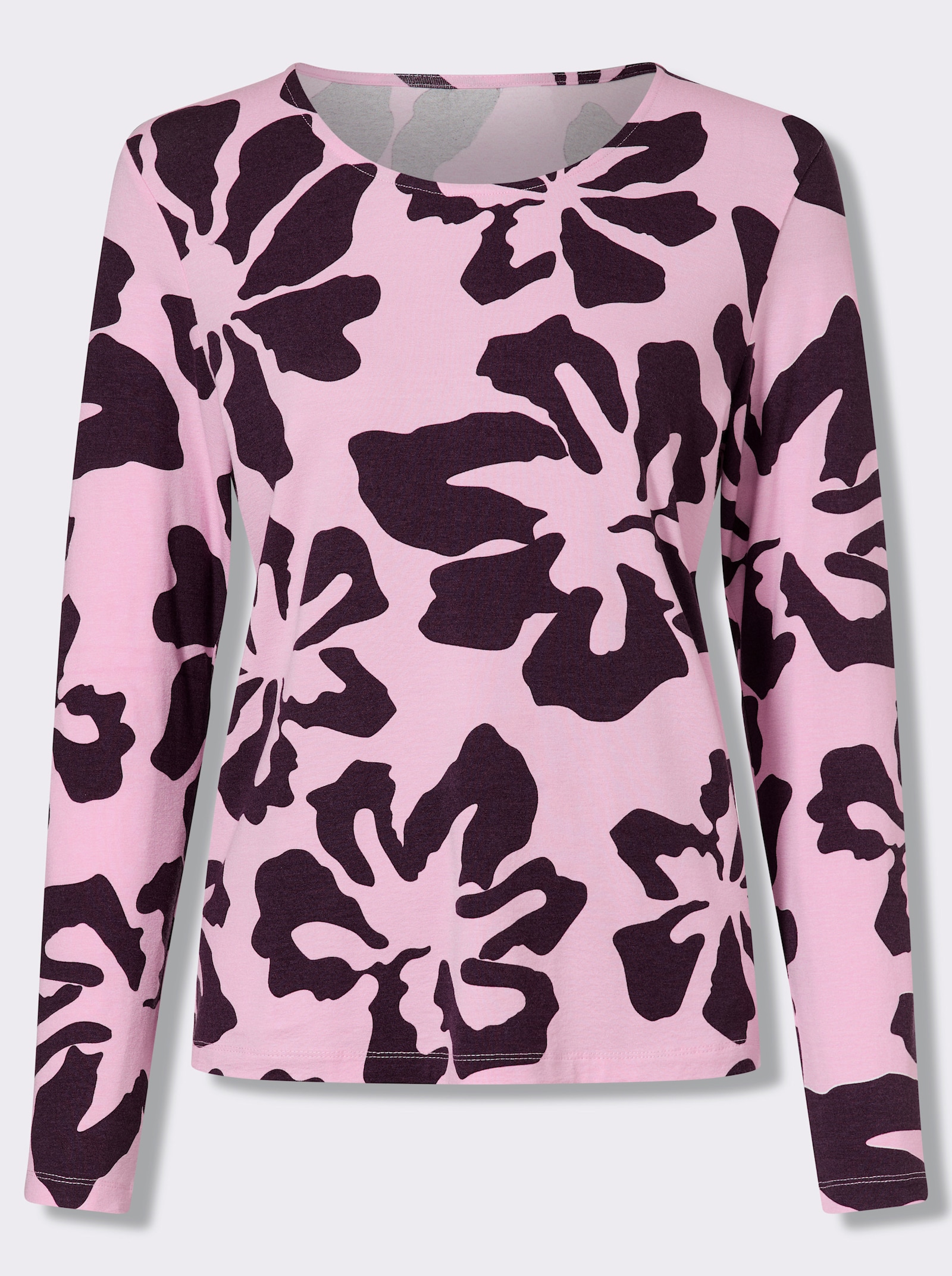 heine Langarmshirt im floralen Druckmuster - rosé-aubergine-bedruckt