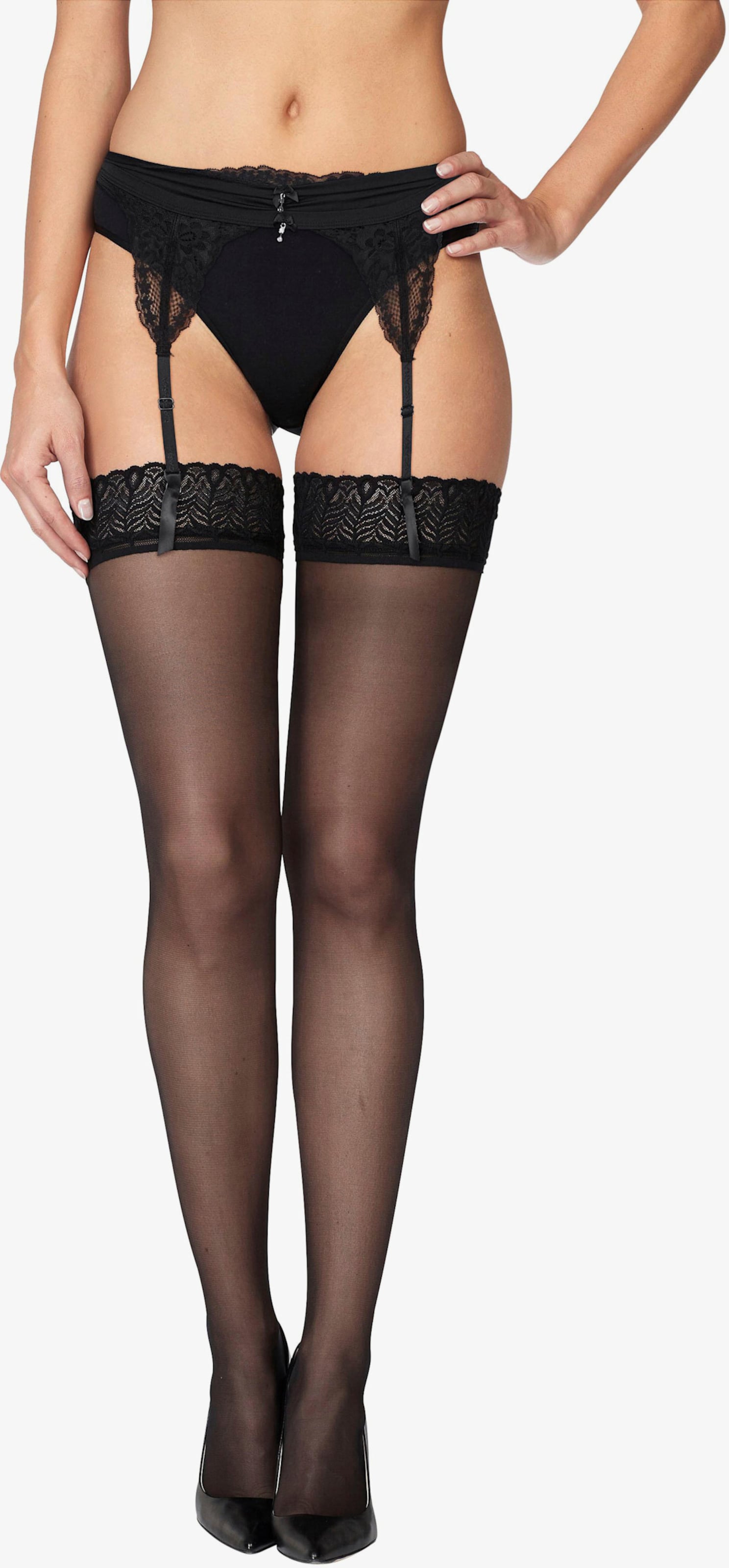 LASCANA Strapsstrümpfe - schwarz