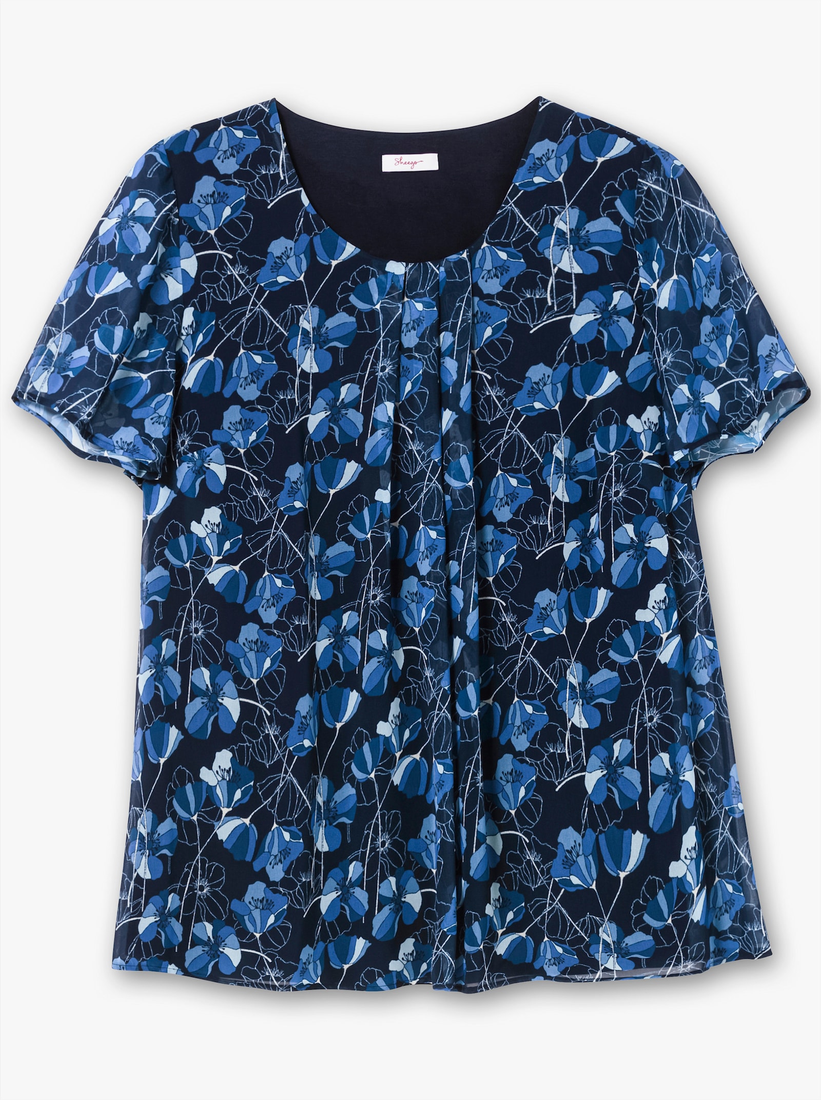 sheego Tunika aus Chiffon, im Lagenlook - marine-gemustert