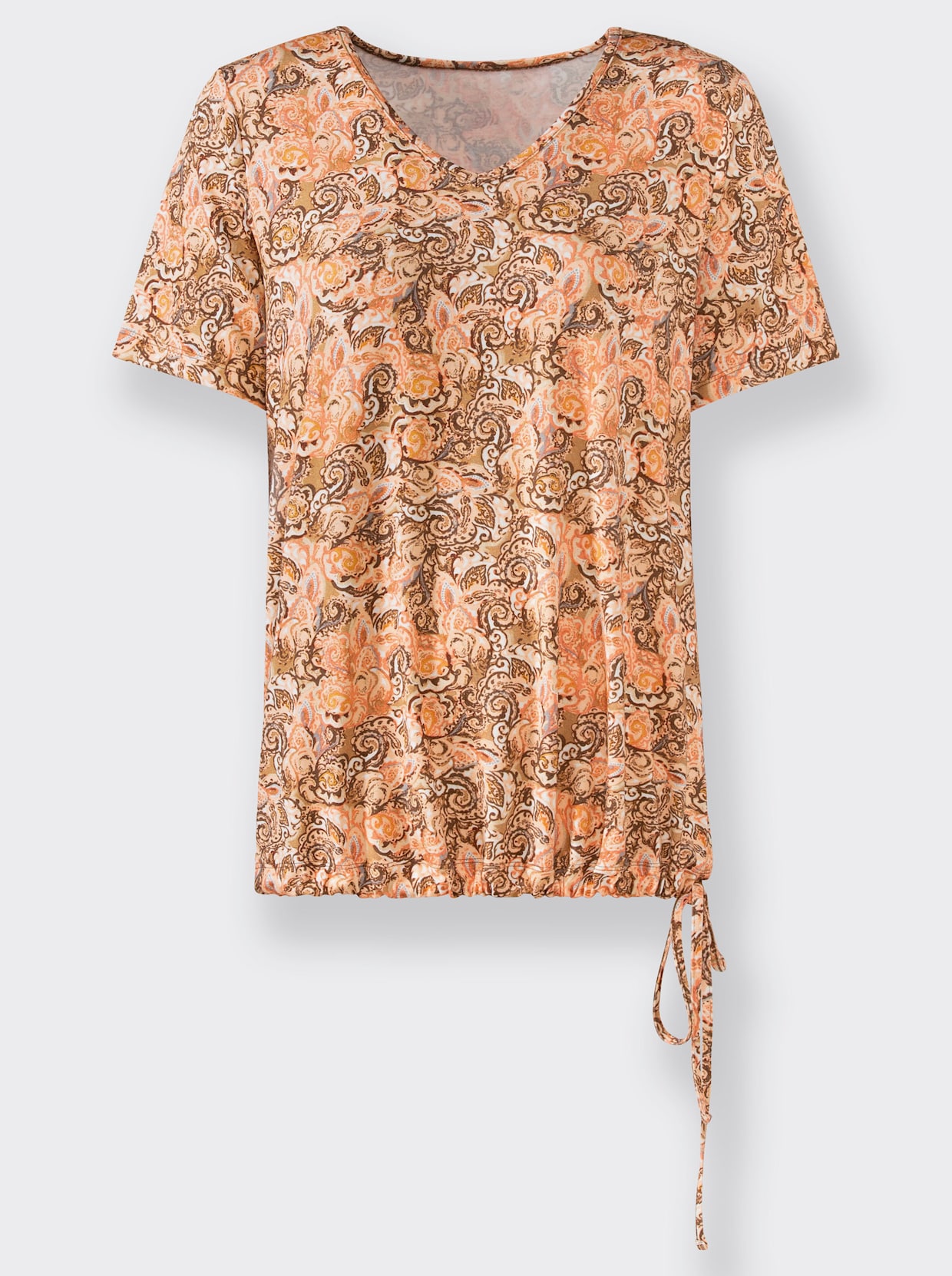Shirt - apricot/bruin geprint