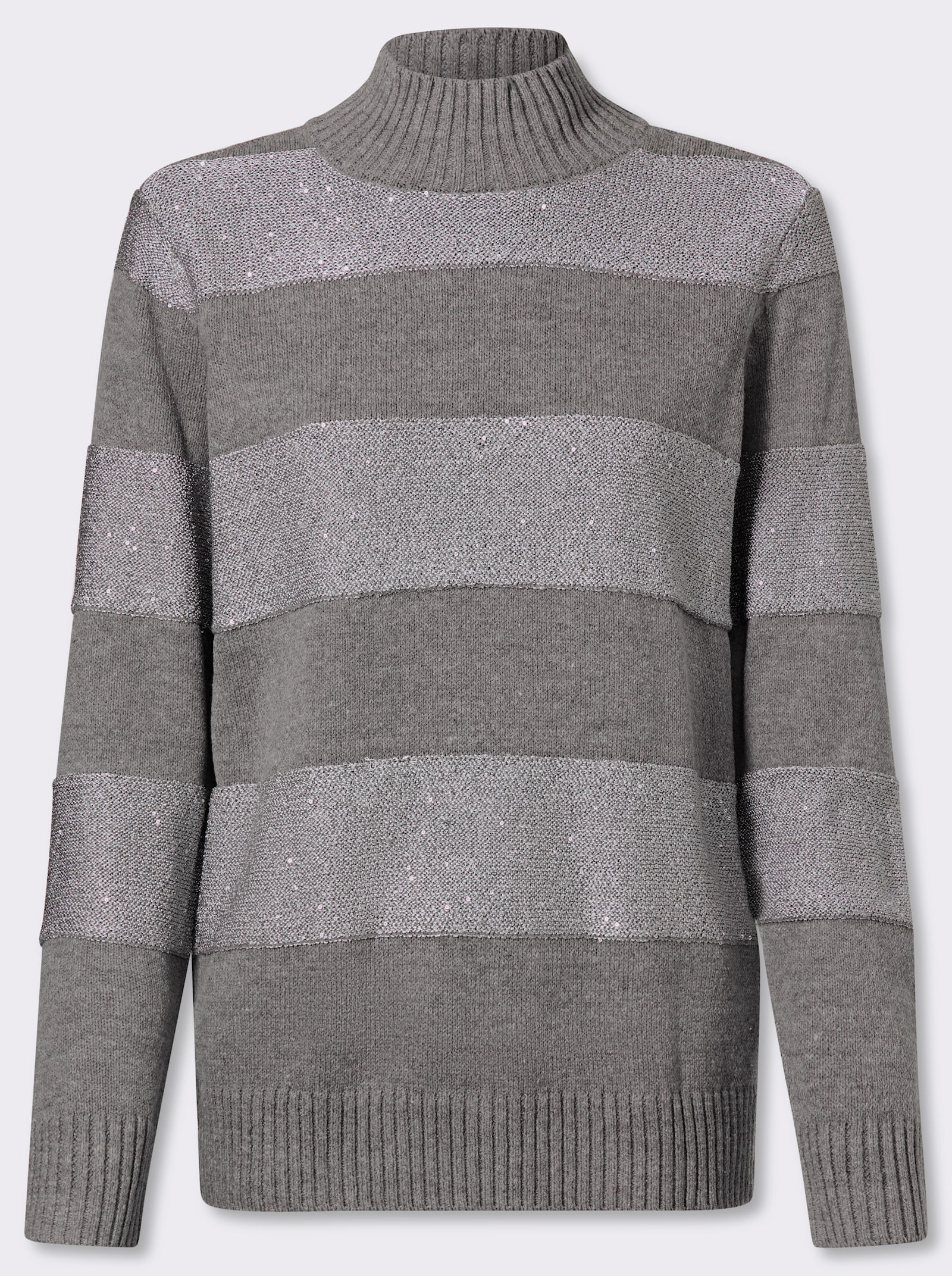 heine Stehkragenpullover mit Paillettengarn - steingrau-meliert