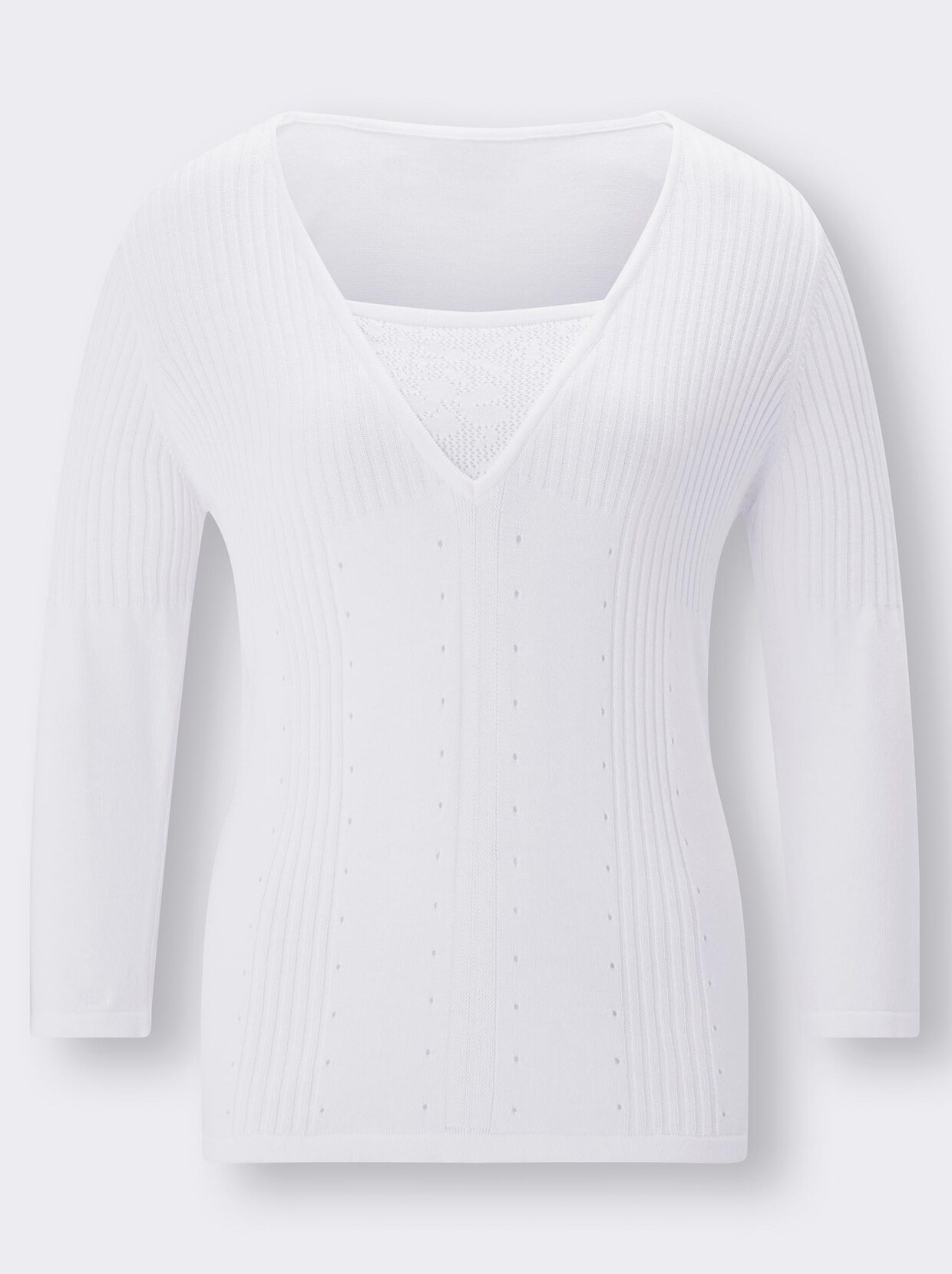 V-Ausschnitt-Pullover - weiß