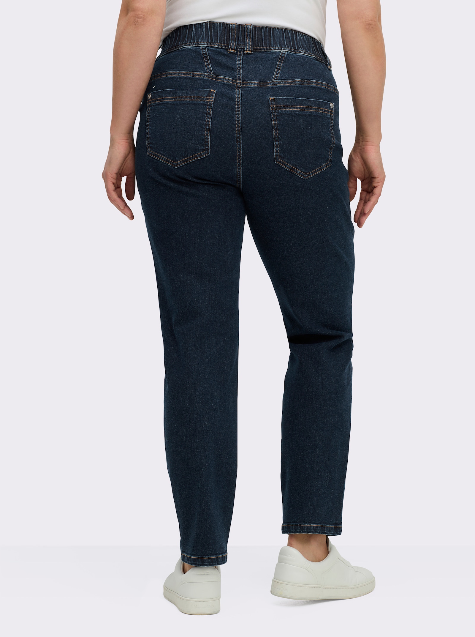 sheego Jeans schmal, mit Dehnbund hinten - dark blue