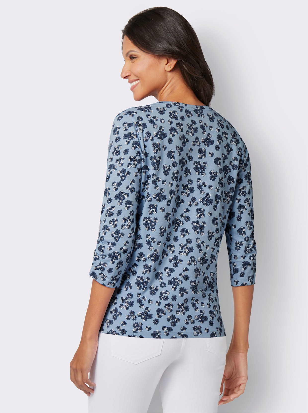 3/4-Arm-Shirt - bleu-marine-bedruckt