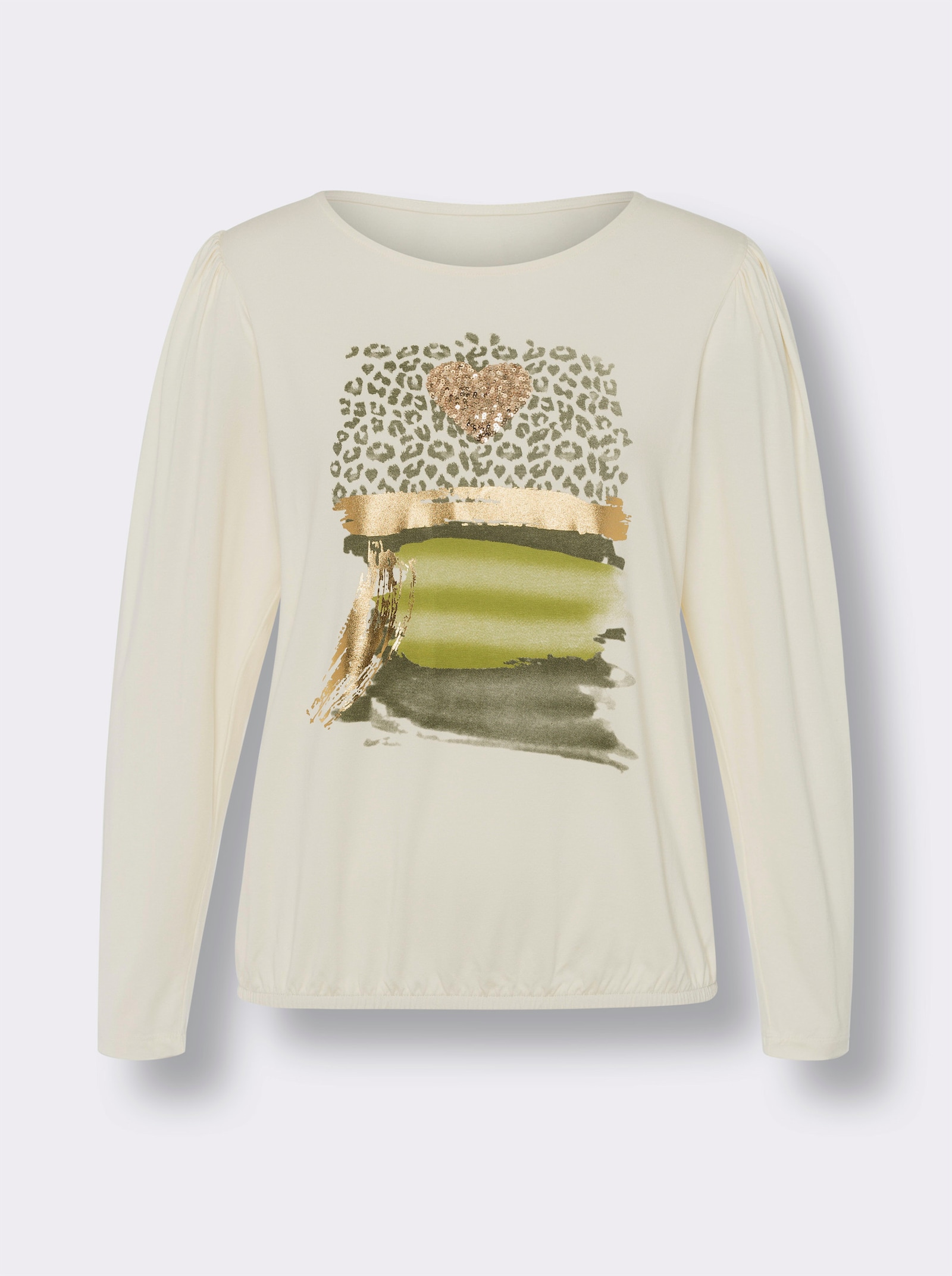 heine Print-Shirt mit langen Puffärmeln - champagner