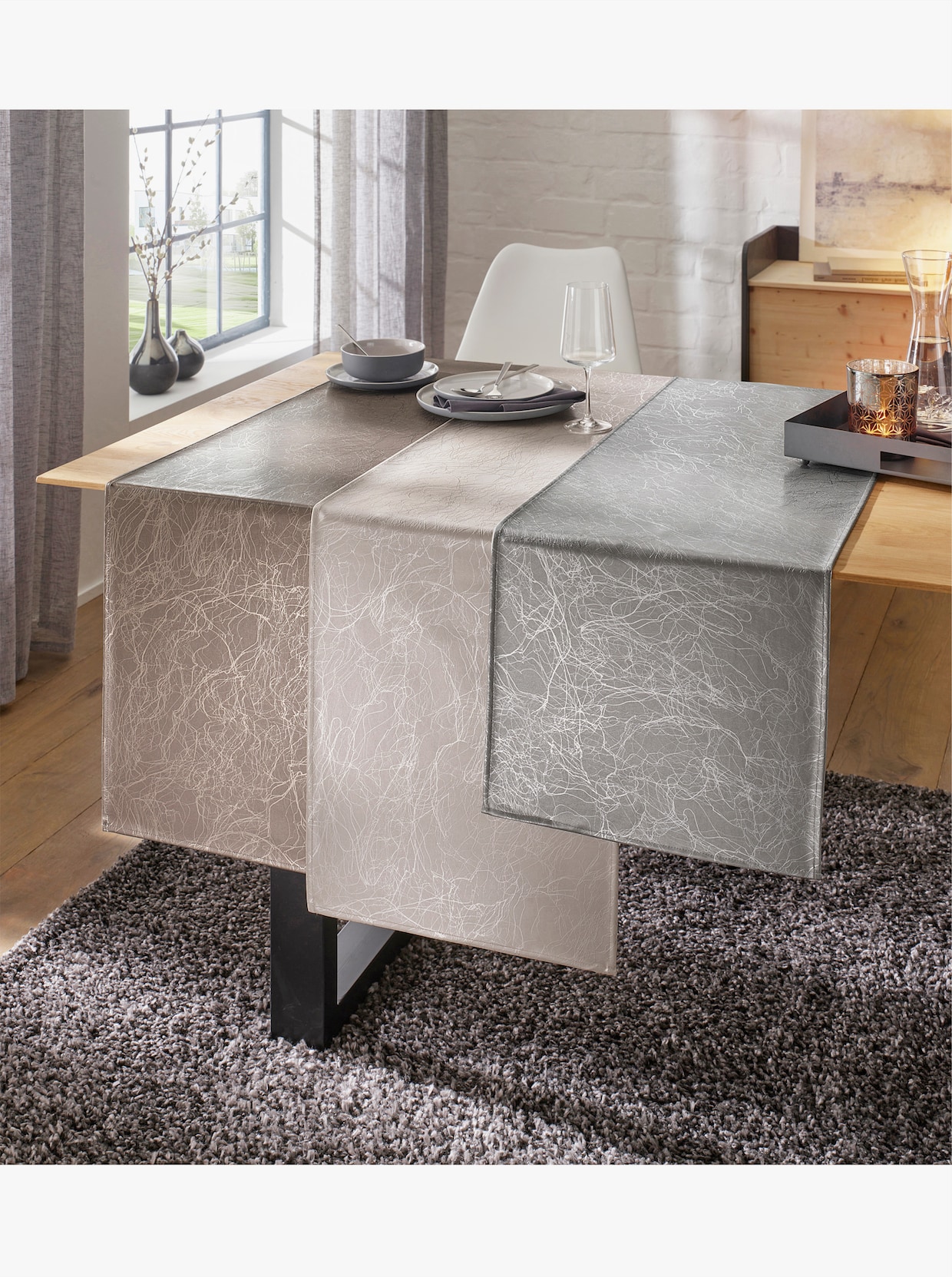 Tischläufer abwischbar und pflegeleicht - hellgrau