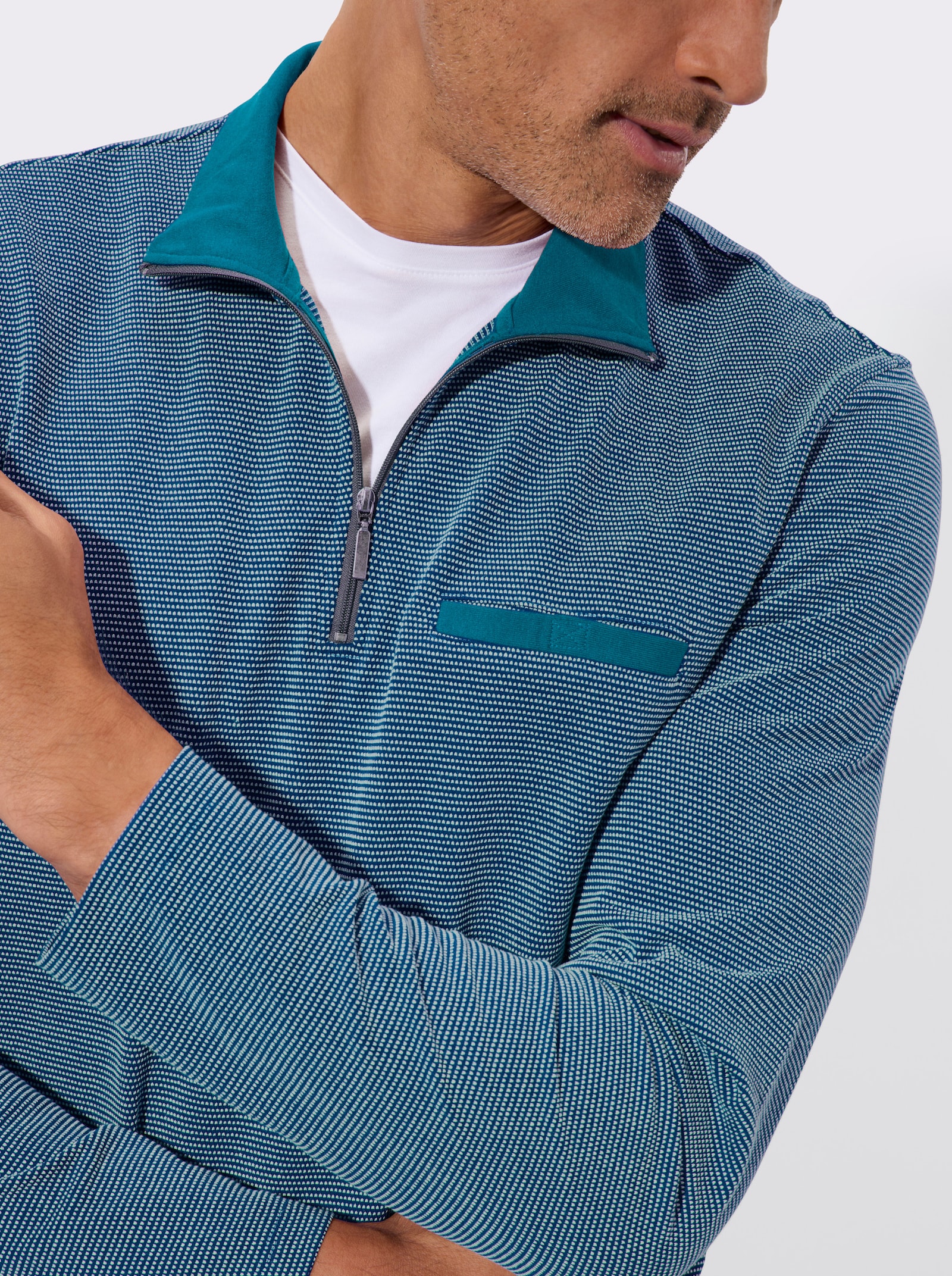 Mikina, náprsné vrecko - Topásová vzorovaná