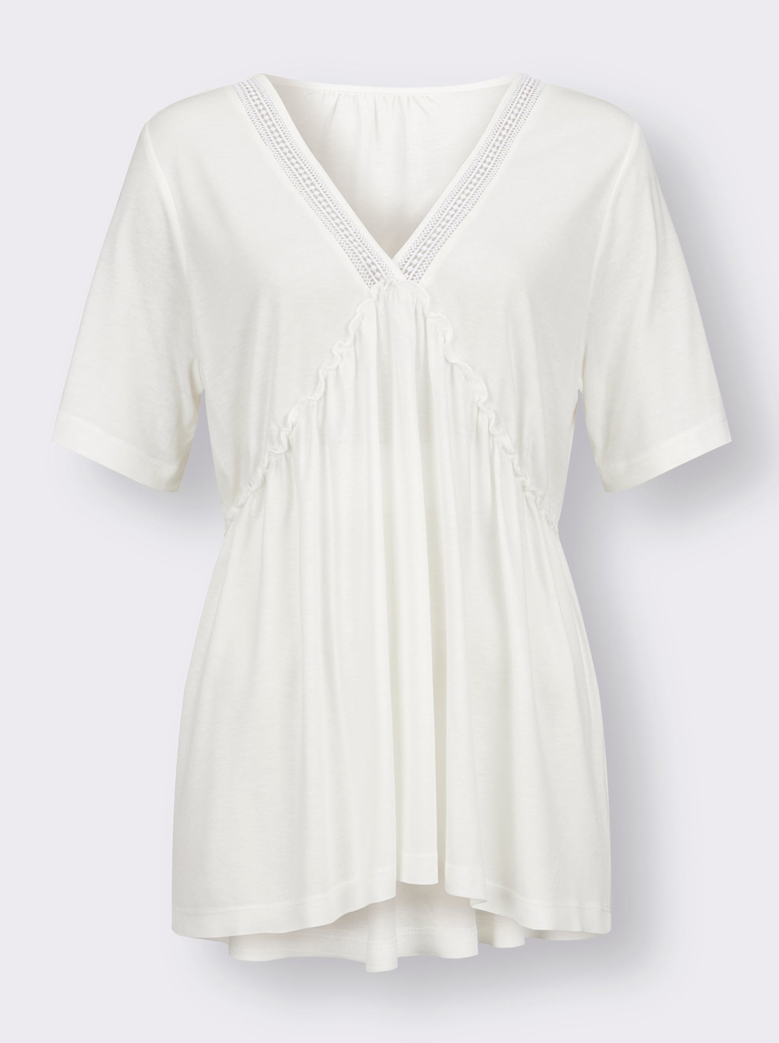 Tunikashirt mit Spitzen-Einsatz - ecru