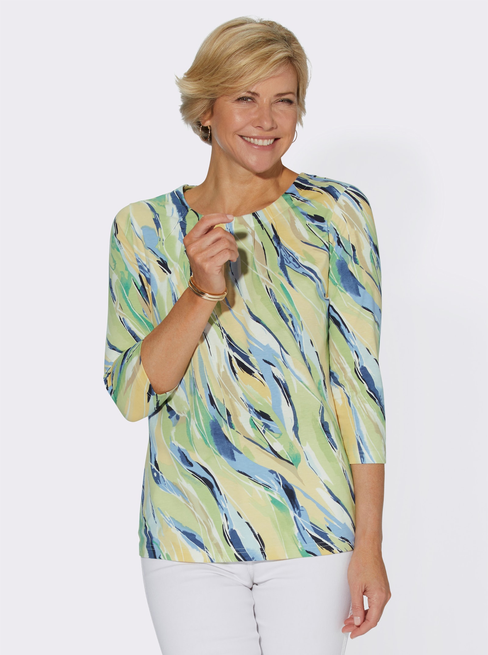 3/4-Arm-Shirt im Grafik-Dessin - pistazie-bedruckt