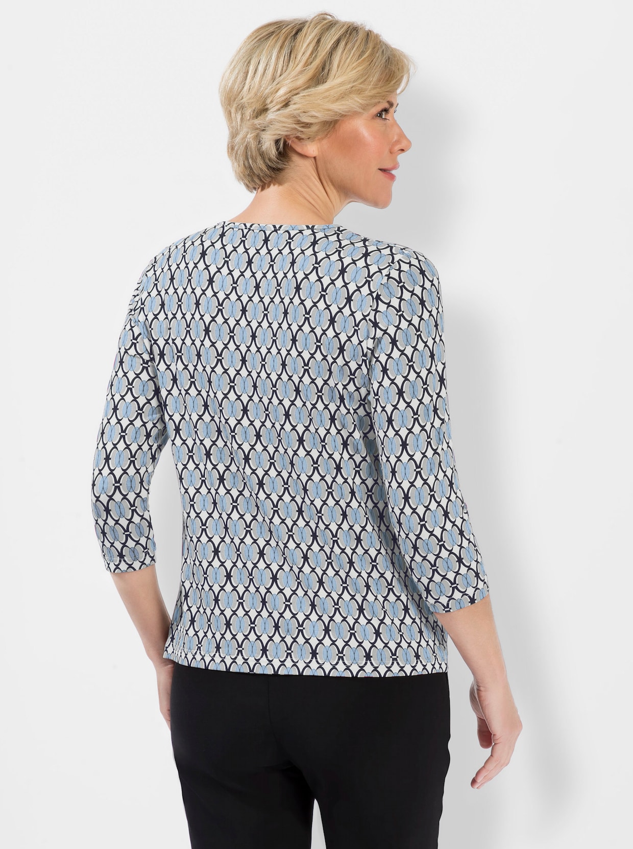 Shirt met korte mouwen - ecru/ijsblauw bedrukt