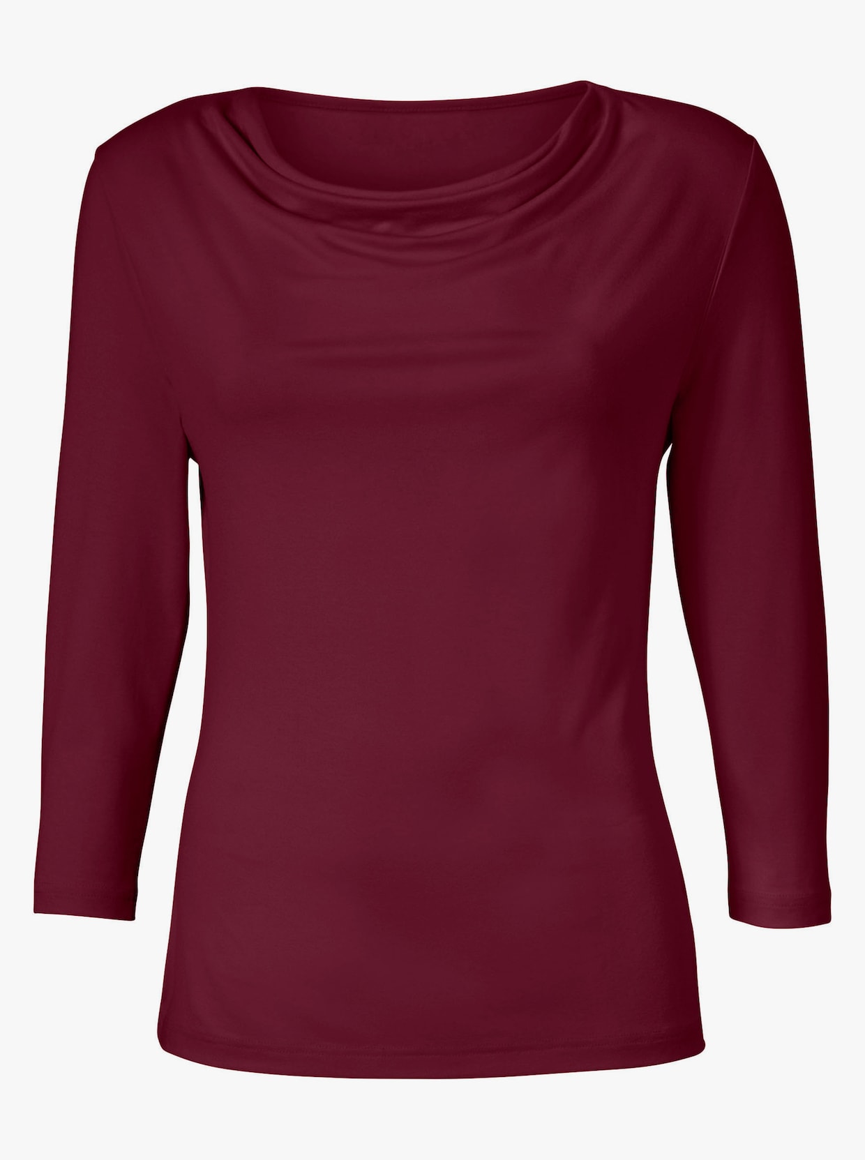 Wasserfallshirt mit 3/4-langen Ärmeln - burgund