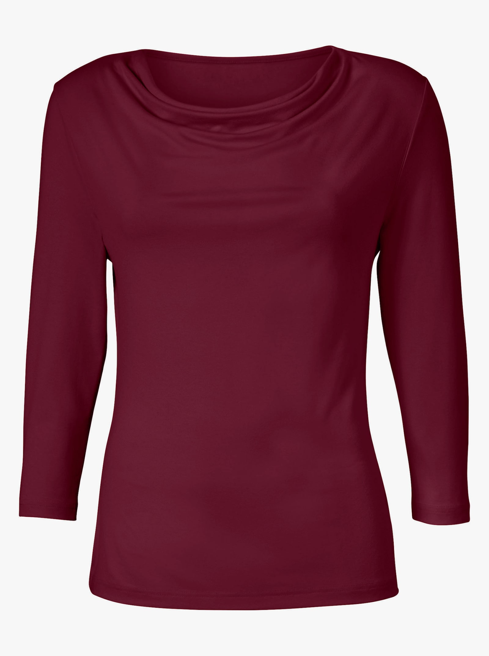 Wasserfallshirt mit 3/4-langen Ärmeln - burgund