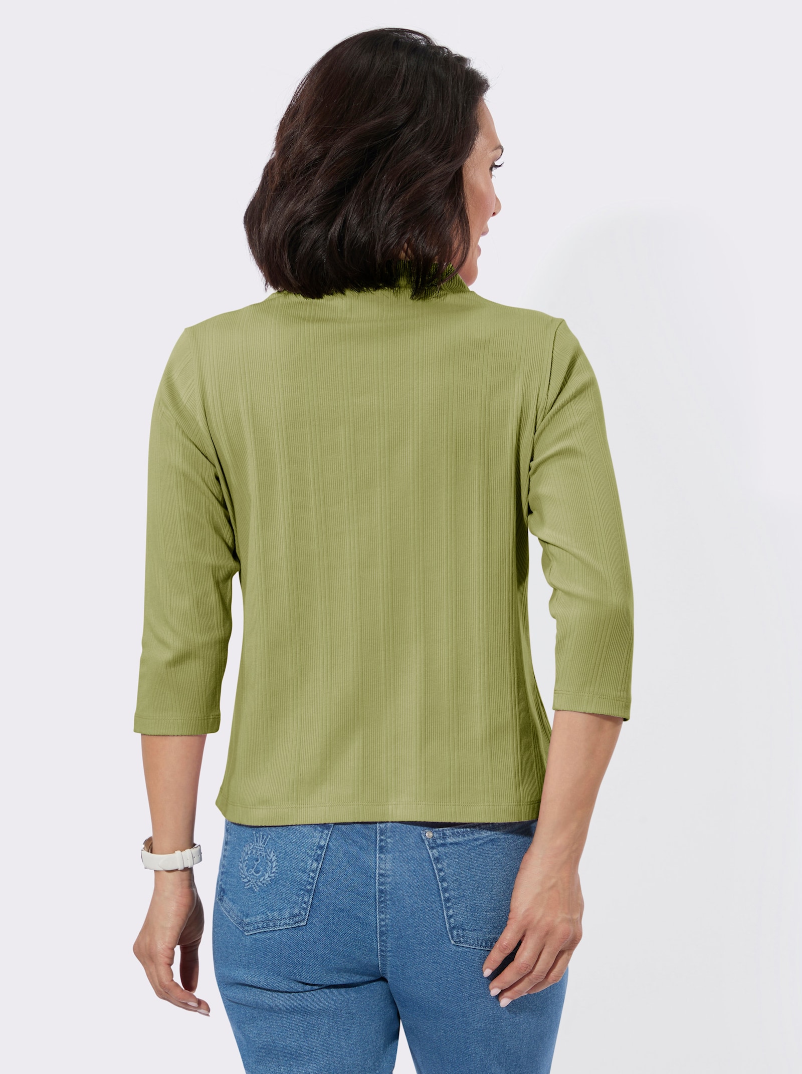 Stehkragenshirt im Jacquardmuster - lindgrün