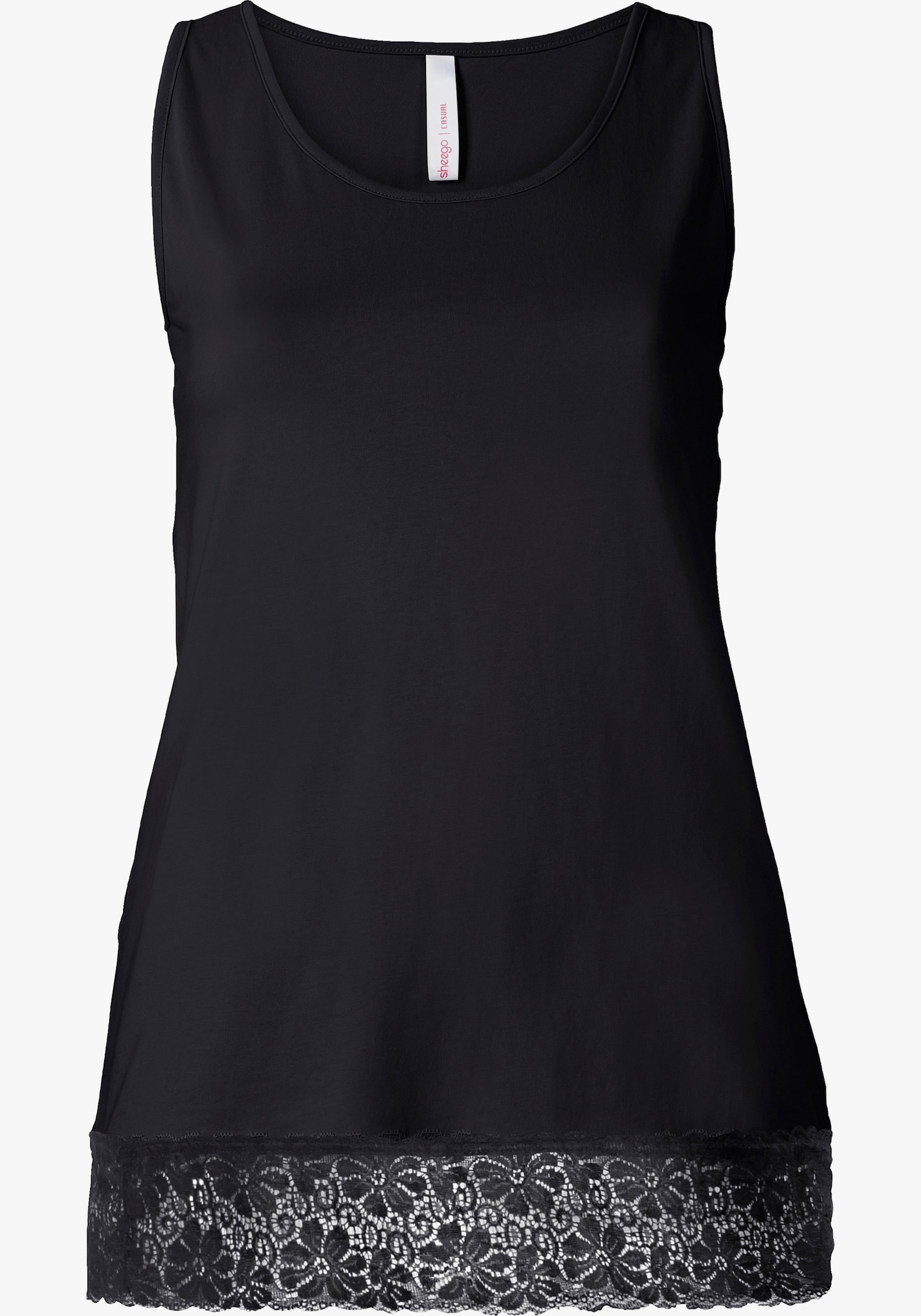 sheego Tanktop mit Spitzensaum - schwarz