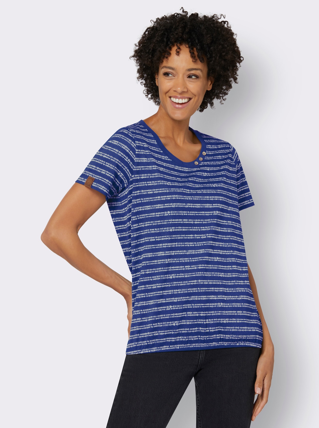 Shirt met korte mouwen - koningsblauw/wit bedrukt