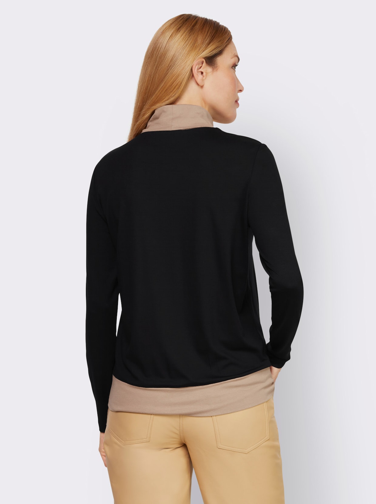heine Shirt - schwarz-camel-bedruckt