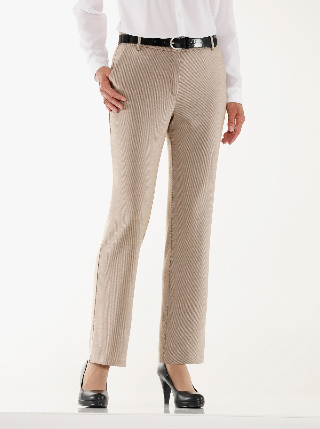 Broek - taupe gedessineerd