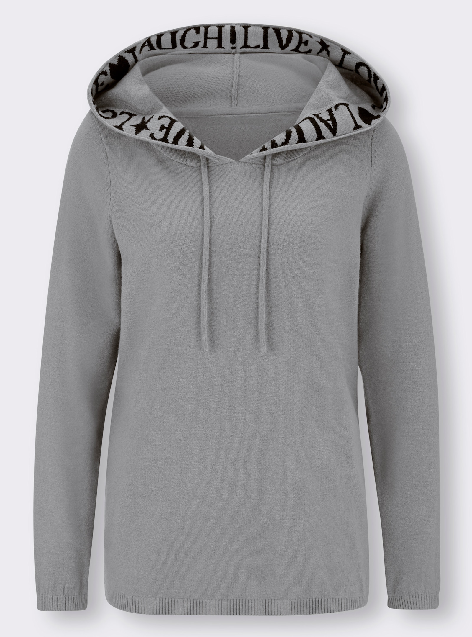 heine Kapuzenpullover mit Schriftzug - steingrau-meliert