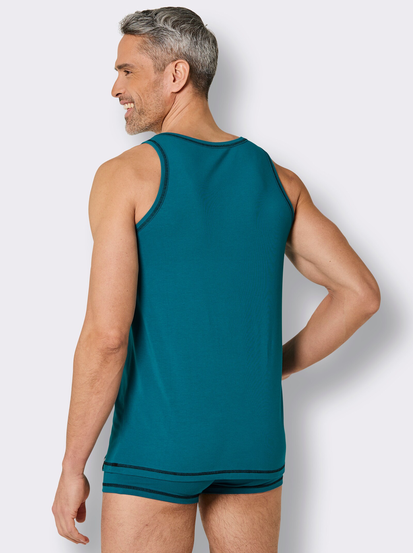 wäschepur men Unterhemd - aquapetrol + schwarz