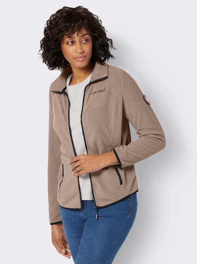 Fleecejacke mit Stickerei - taupe