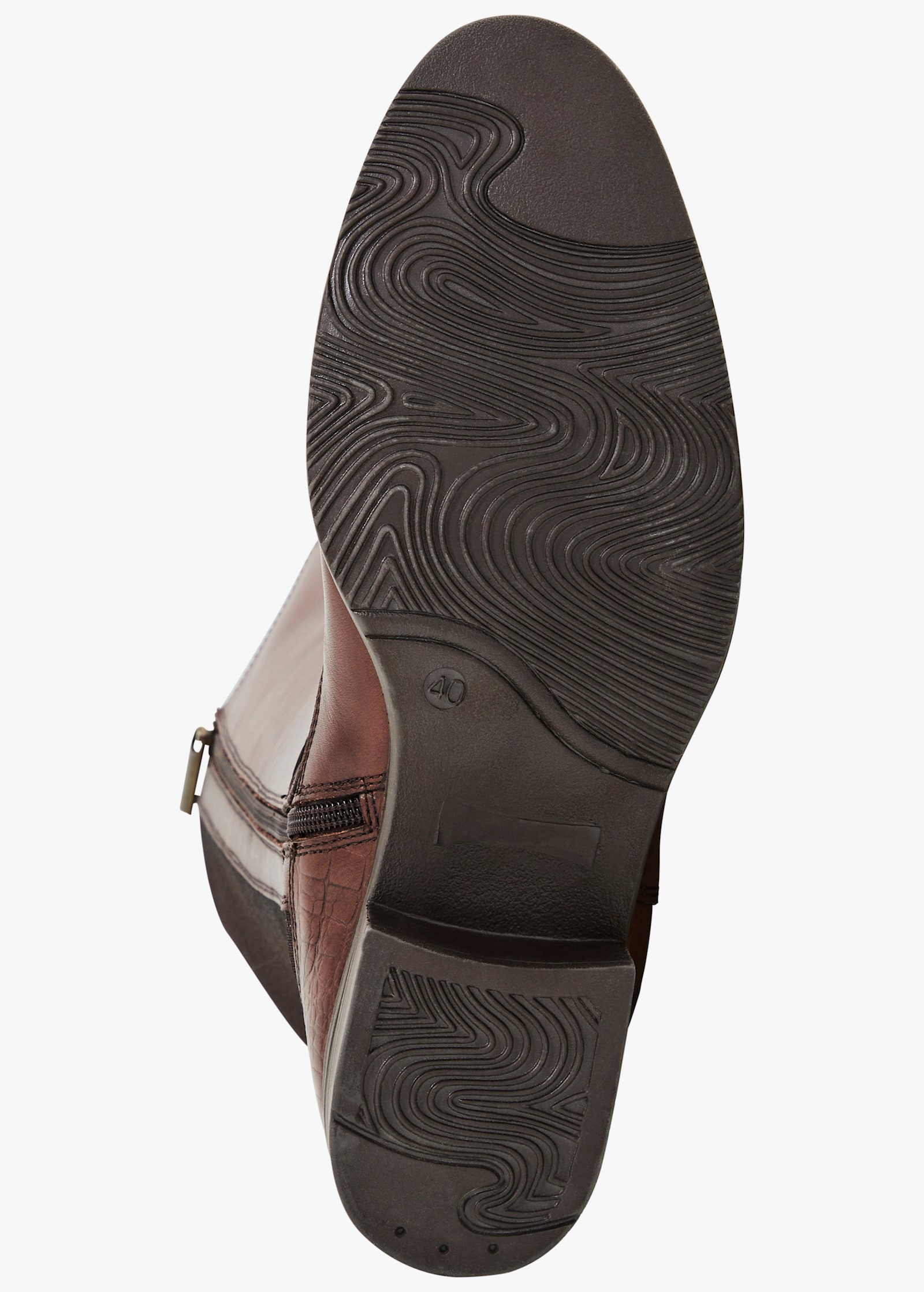 sheego Weitschaftstiefel aus Leder, mit Zierschnalle - dunkelbraun