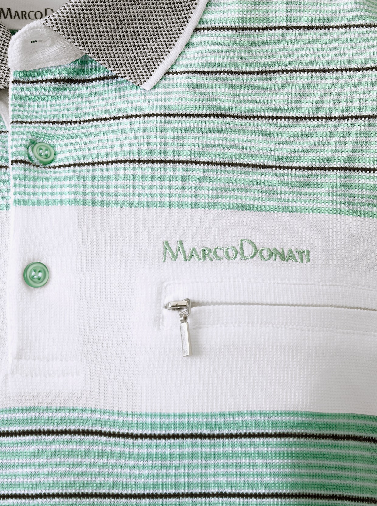Marco Donati Kurzarm-Poloshirt - mint-gestreift