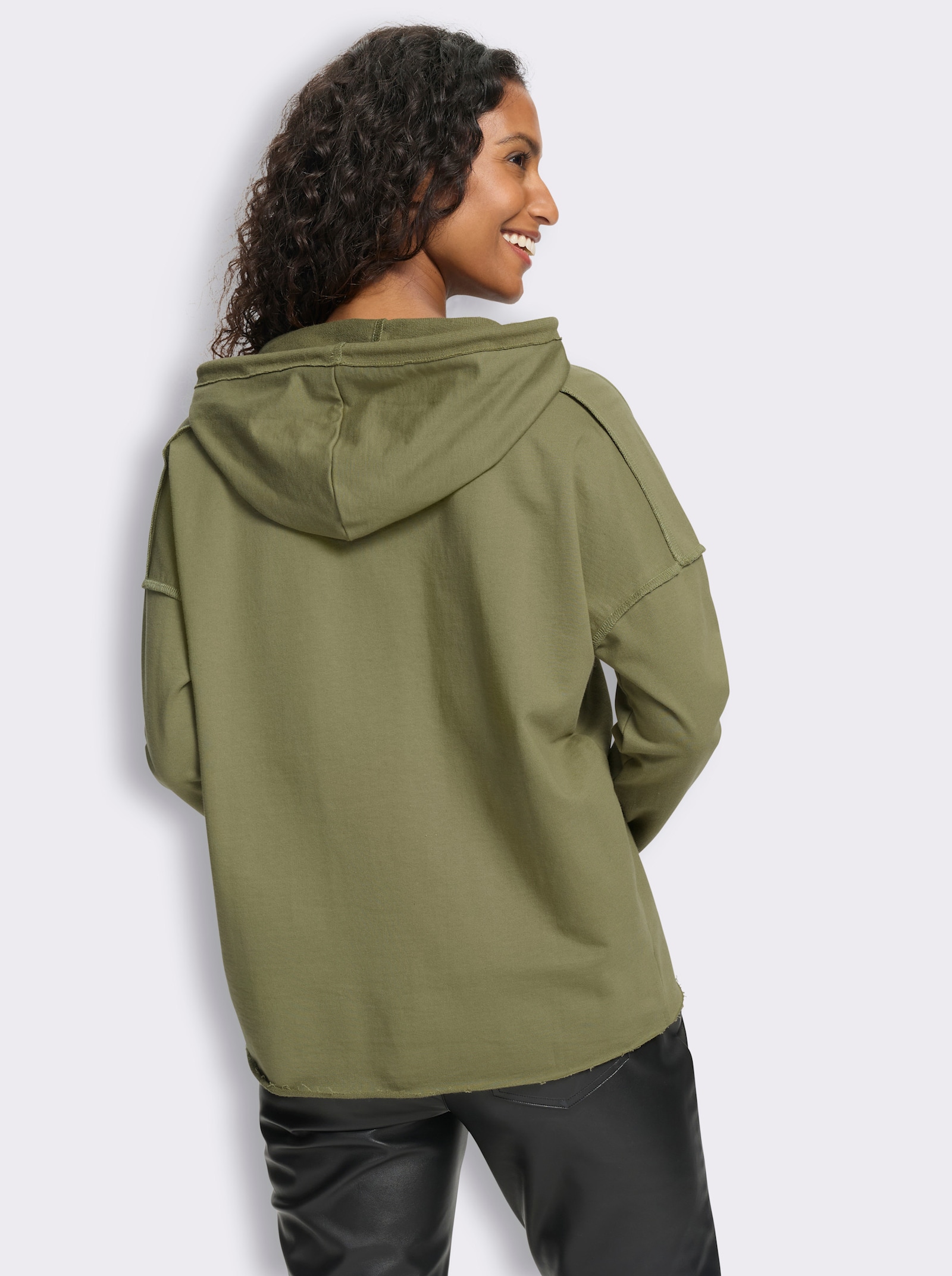 heine Sweatshirt mit Glanzprint vorn - khaki