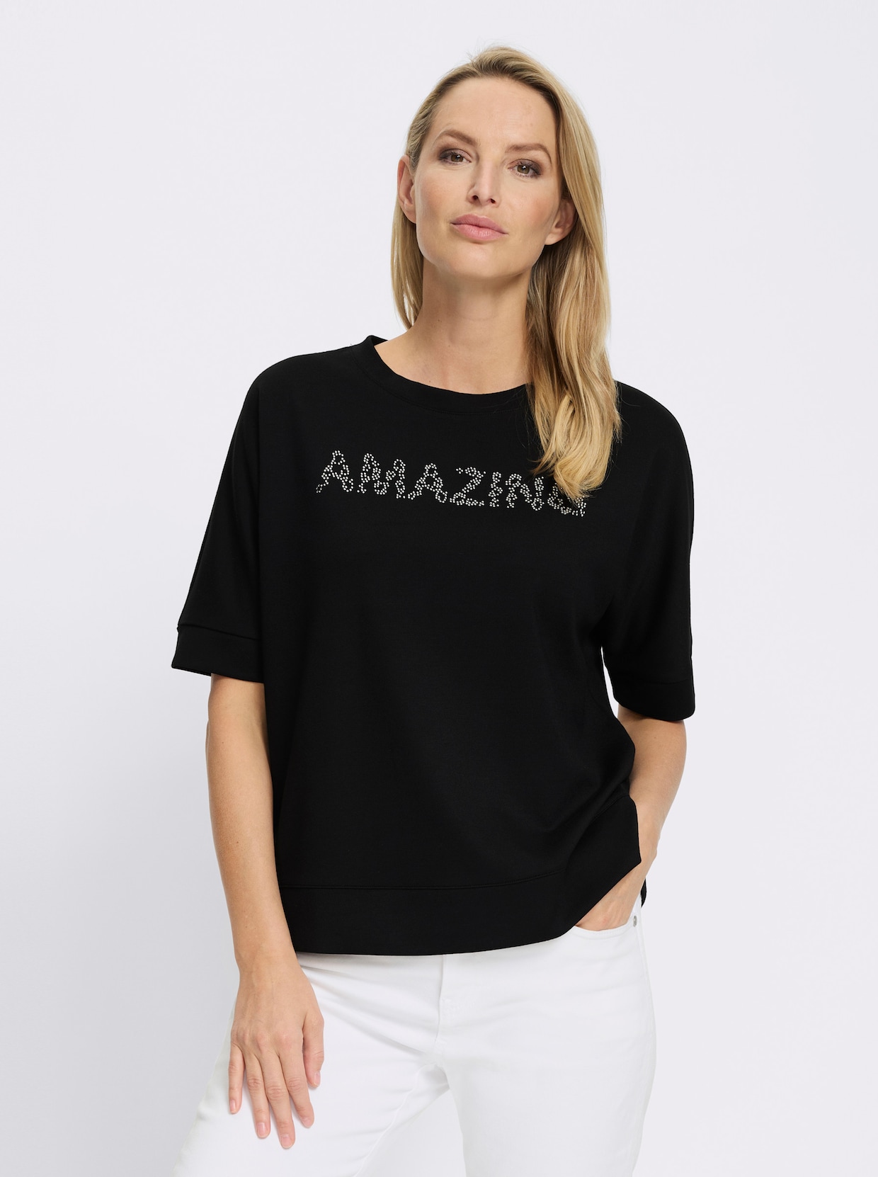 heine Sweatshirt mit Schriftzug - schwarz