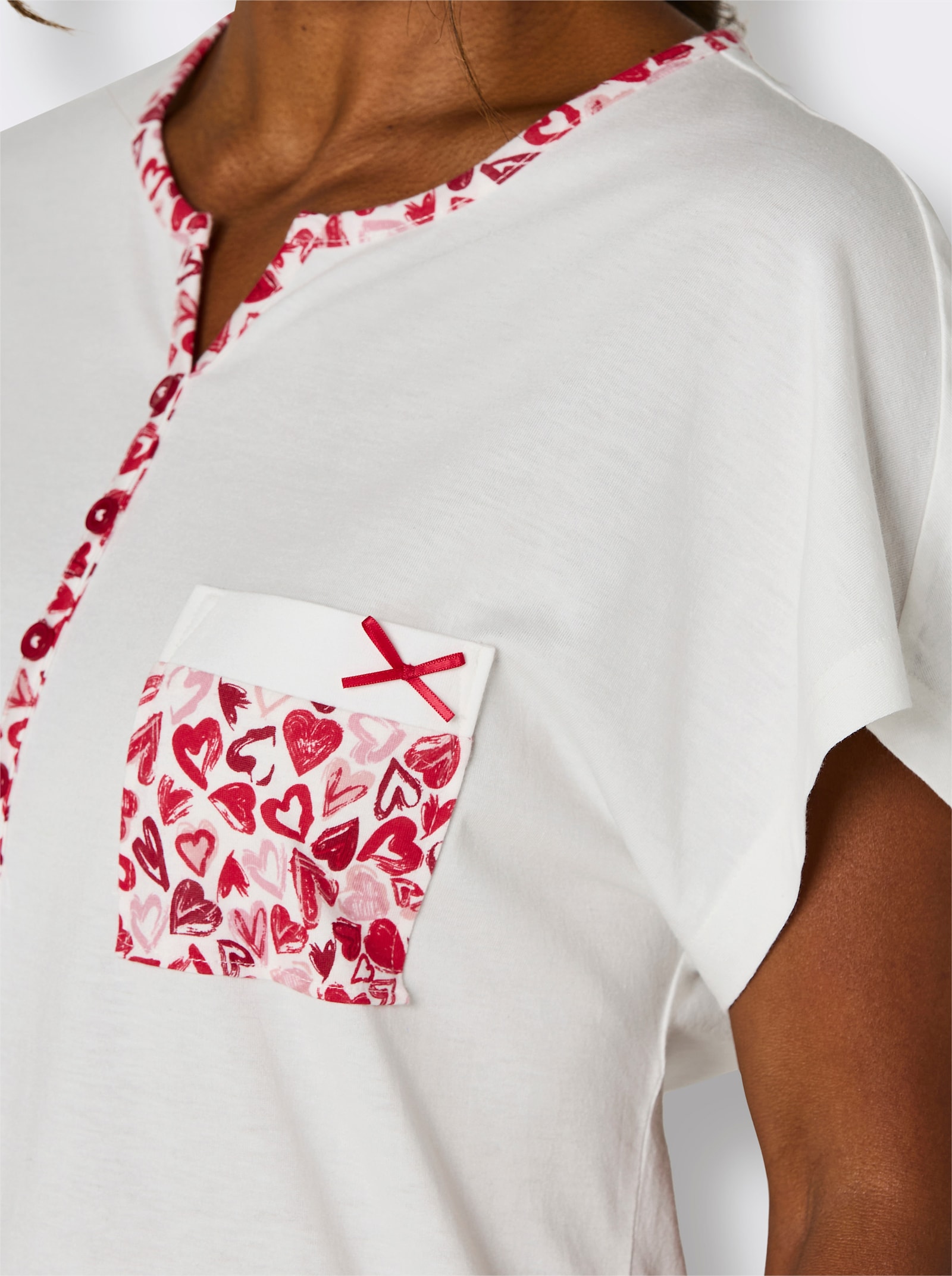 wäschepur Schlafanzug - ecru-rot-bedruckt