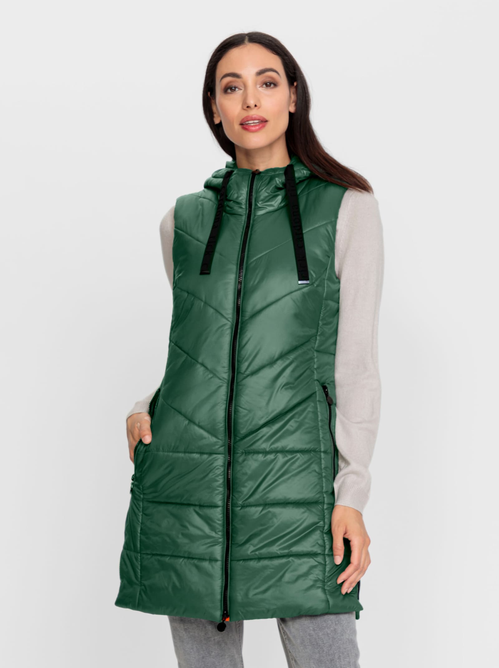 heine Steppweste mit Kontrast-Details - moos