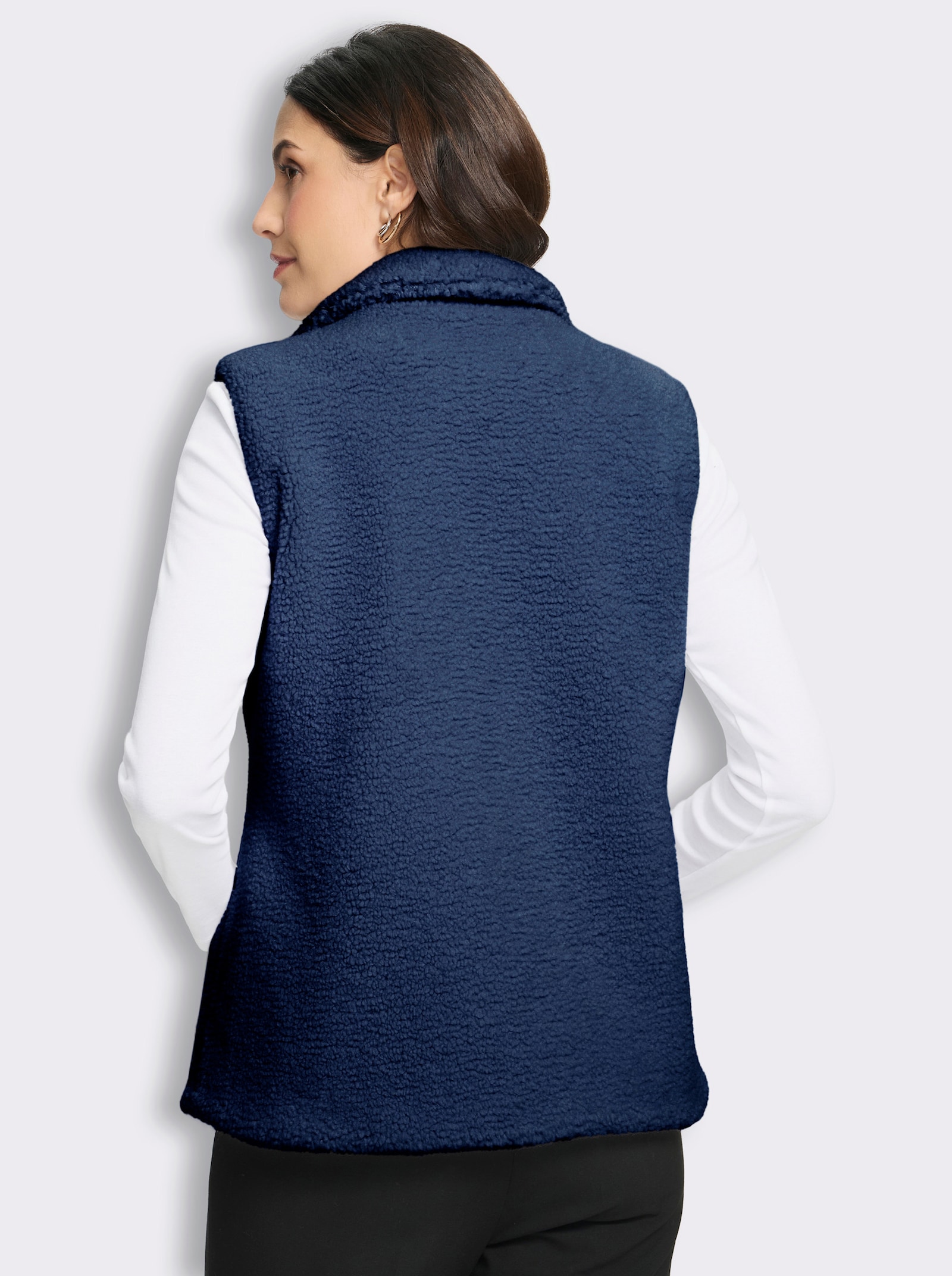 Fellimitatweste mit Reißverschluss - jeansblau