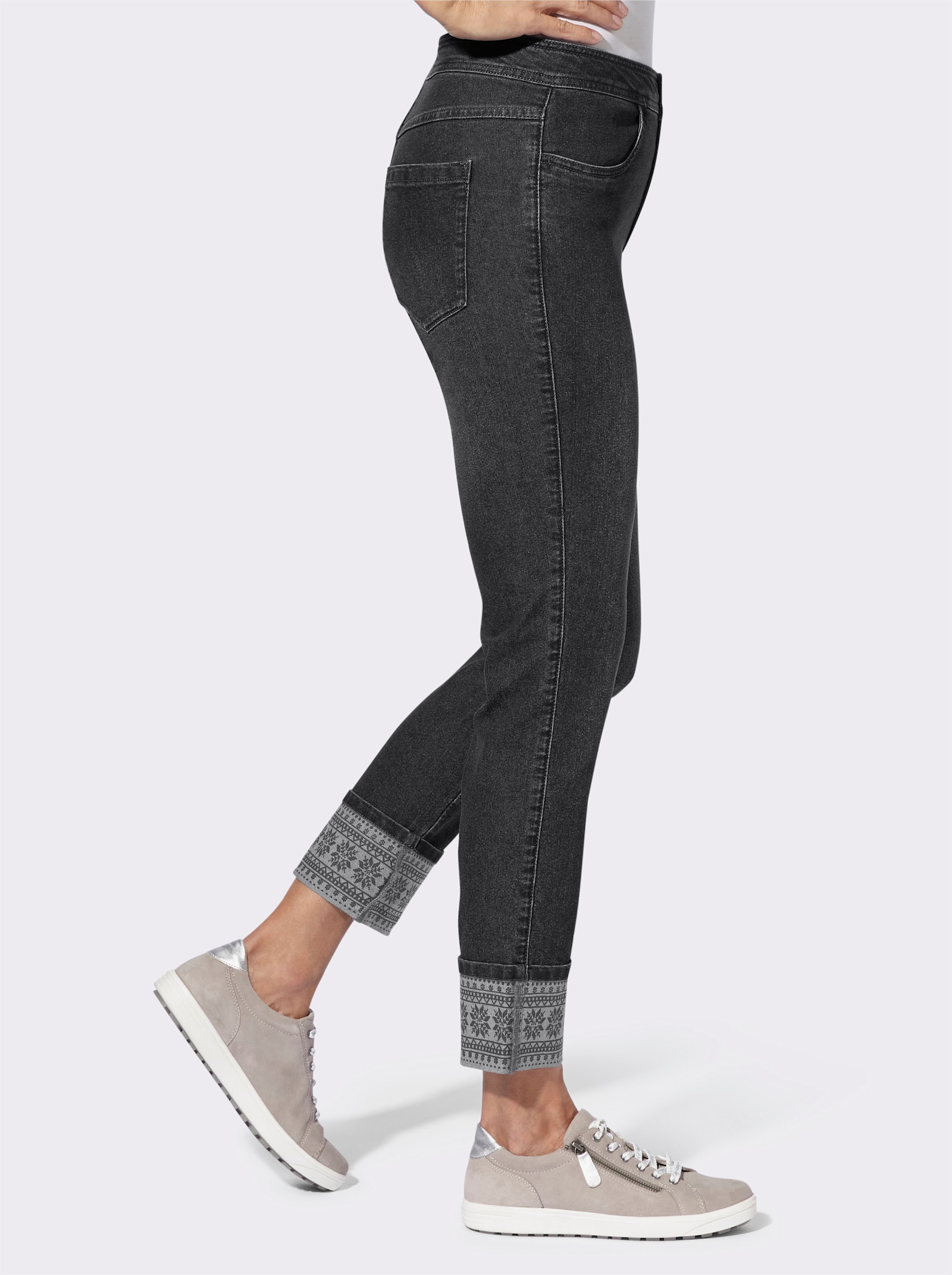 7/8-Jeans mit Saumumschlag - graphit-denim