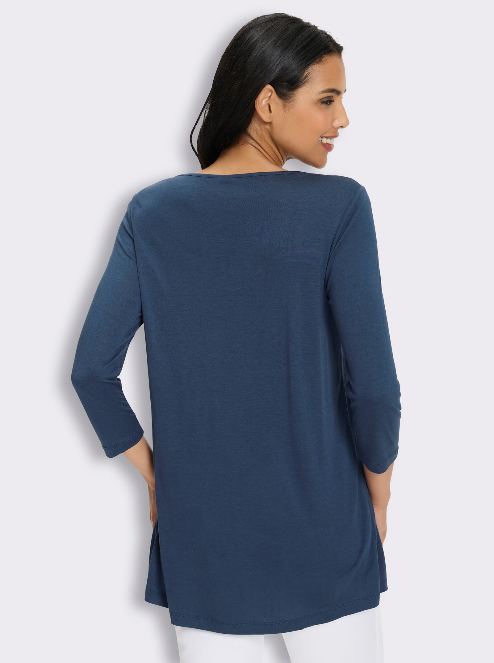 Longshirt in Viskose - dunkelblau