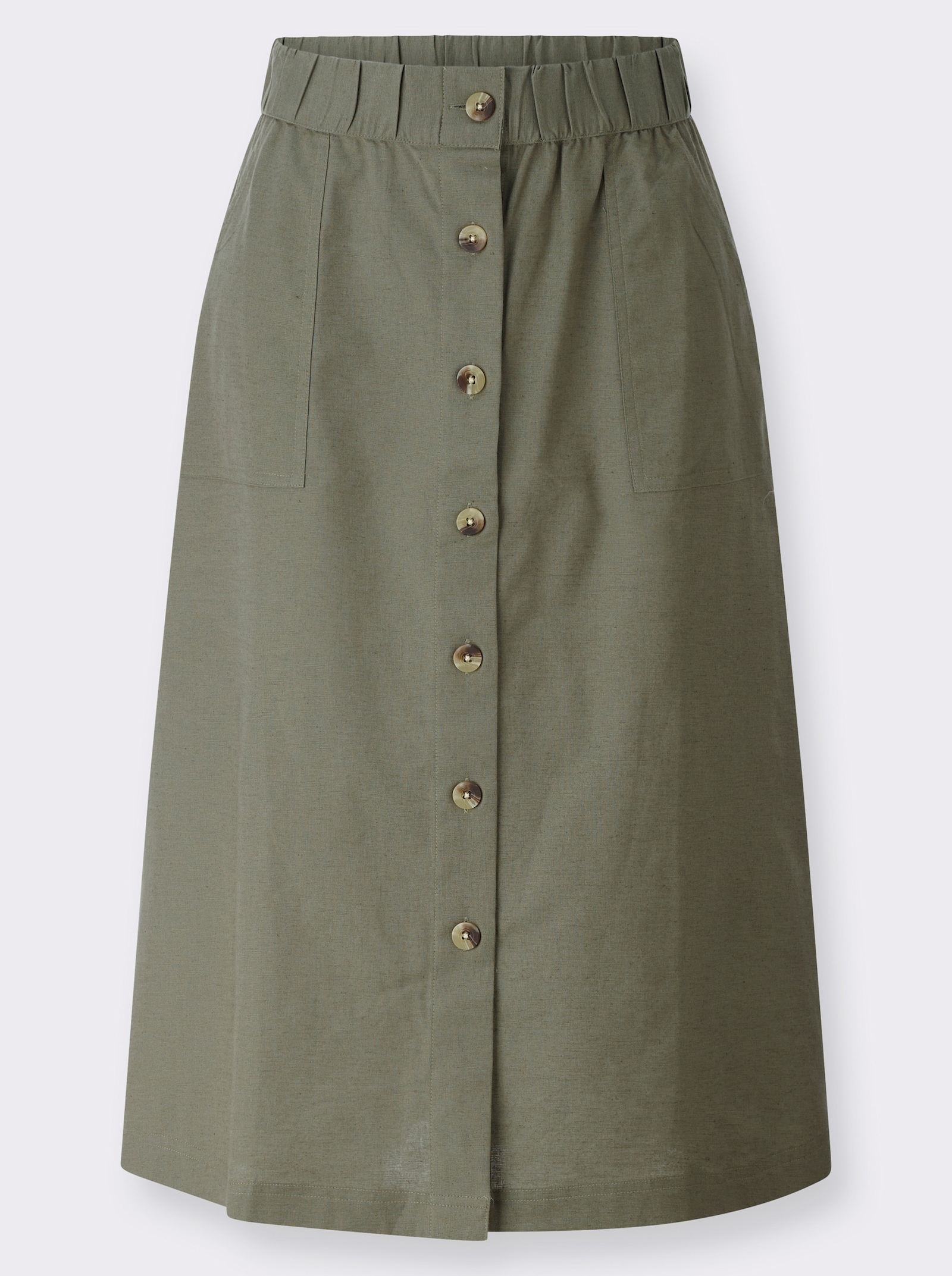 A-Linien-Rock mit Knopfleiste - khaki
